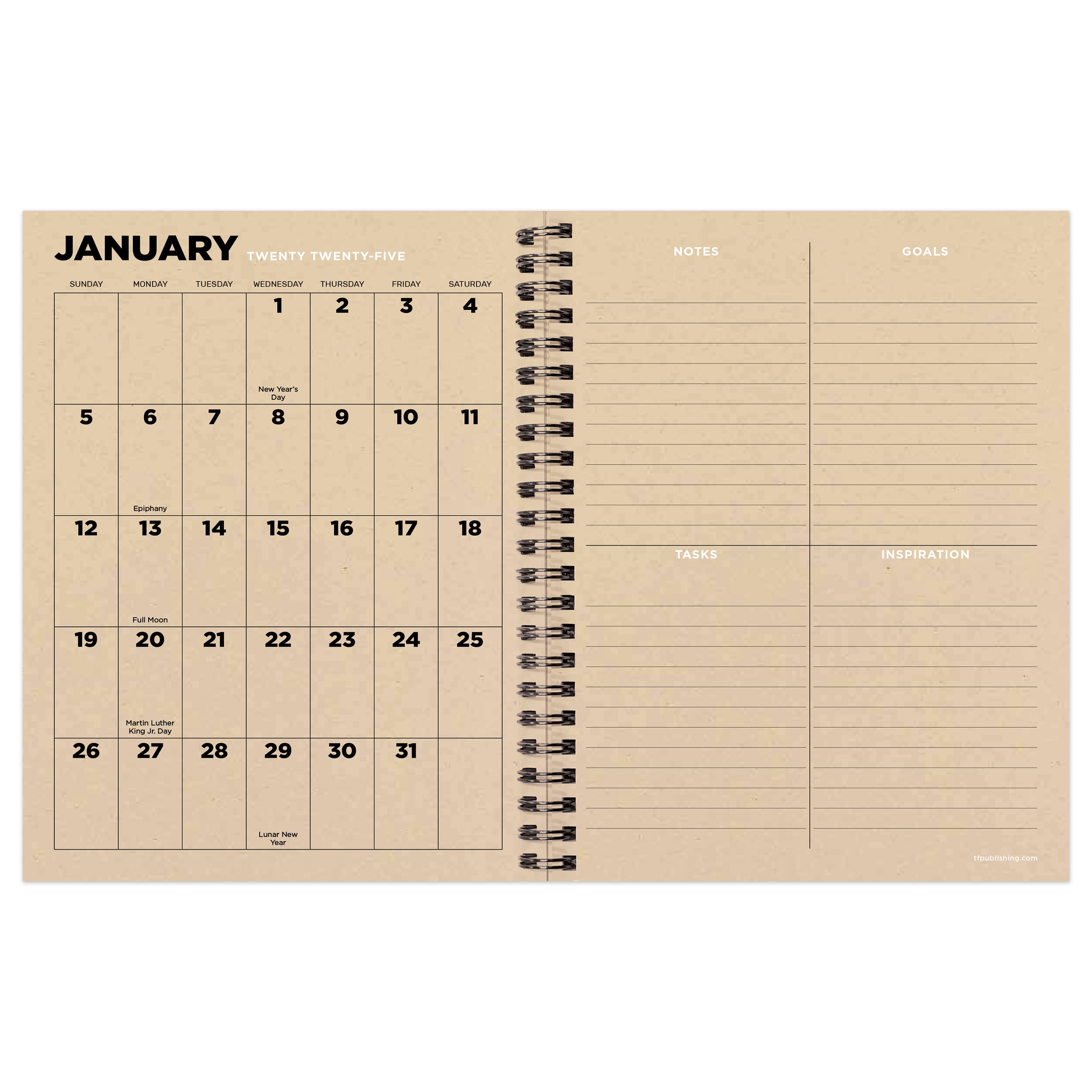 TF Publishing 2025 Medium Element Layers Weekly Monthly Spiral Planner