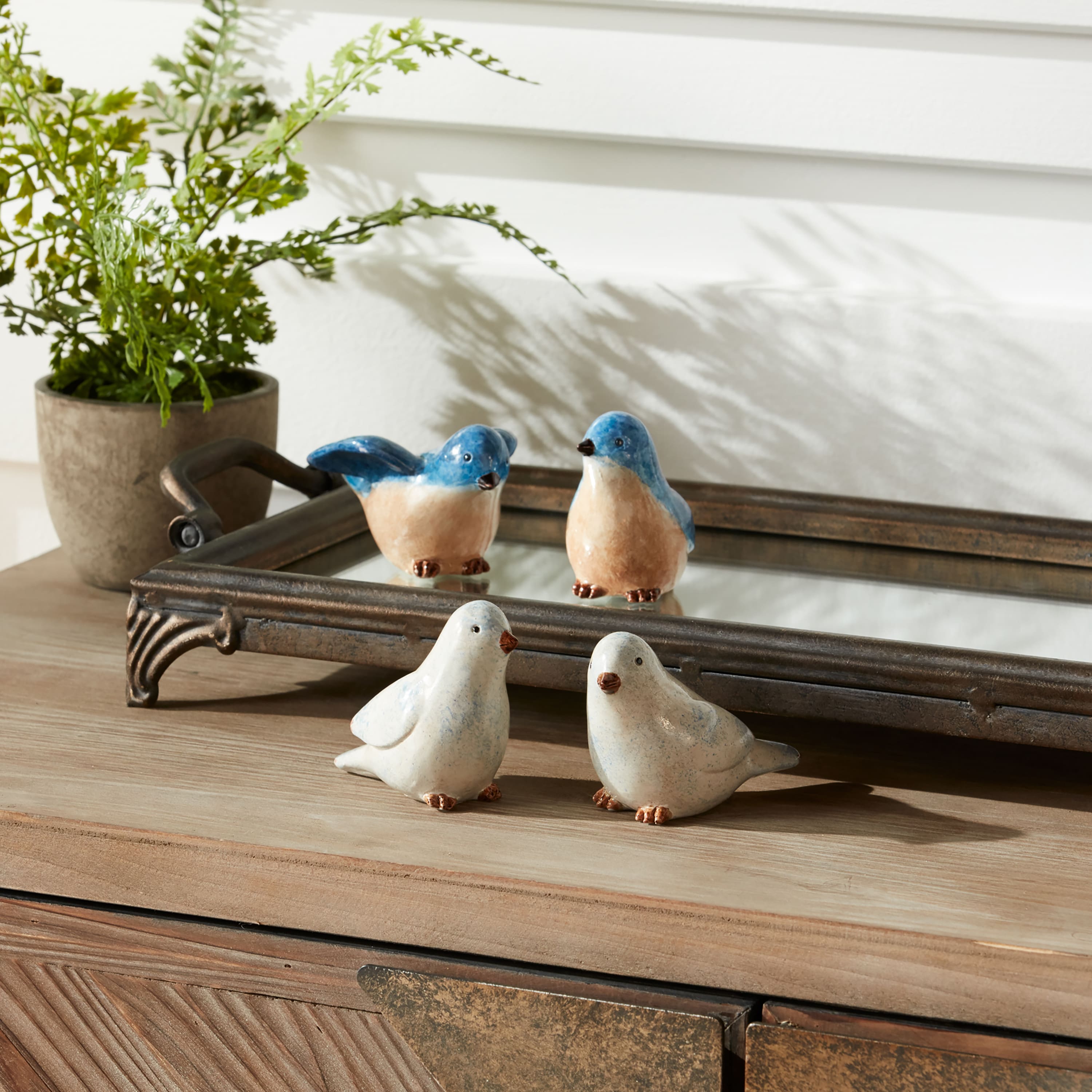 3&#x22; Blue Bird Figurine Set
