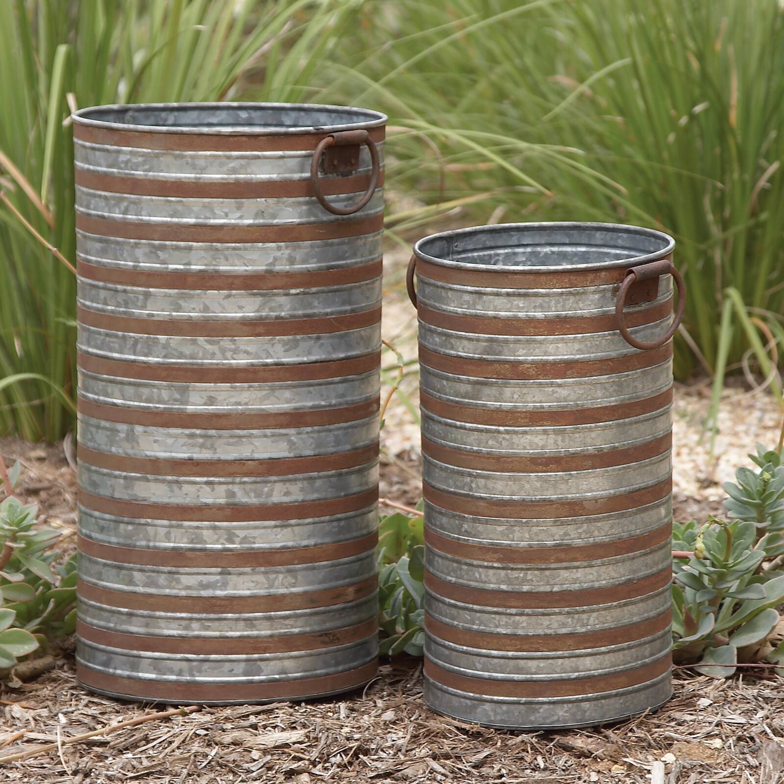 Metallic Farmhouse Planter Set 20" & 16"