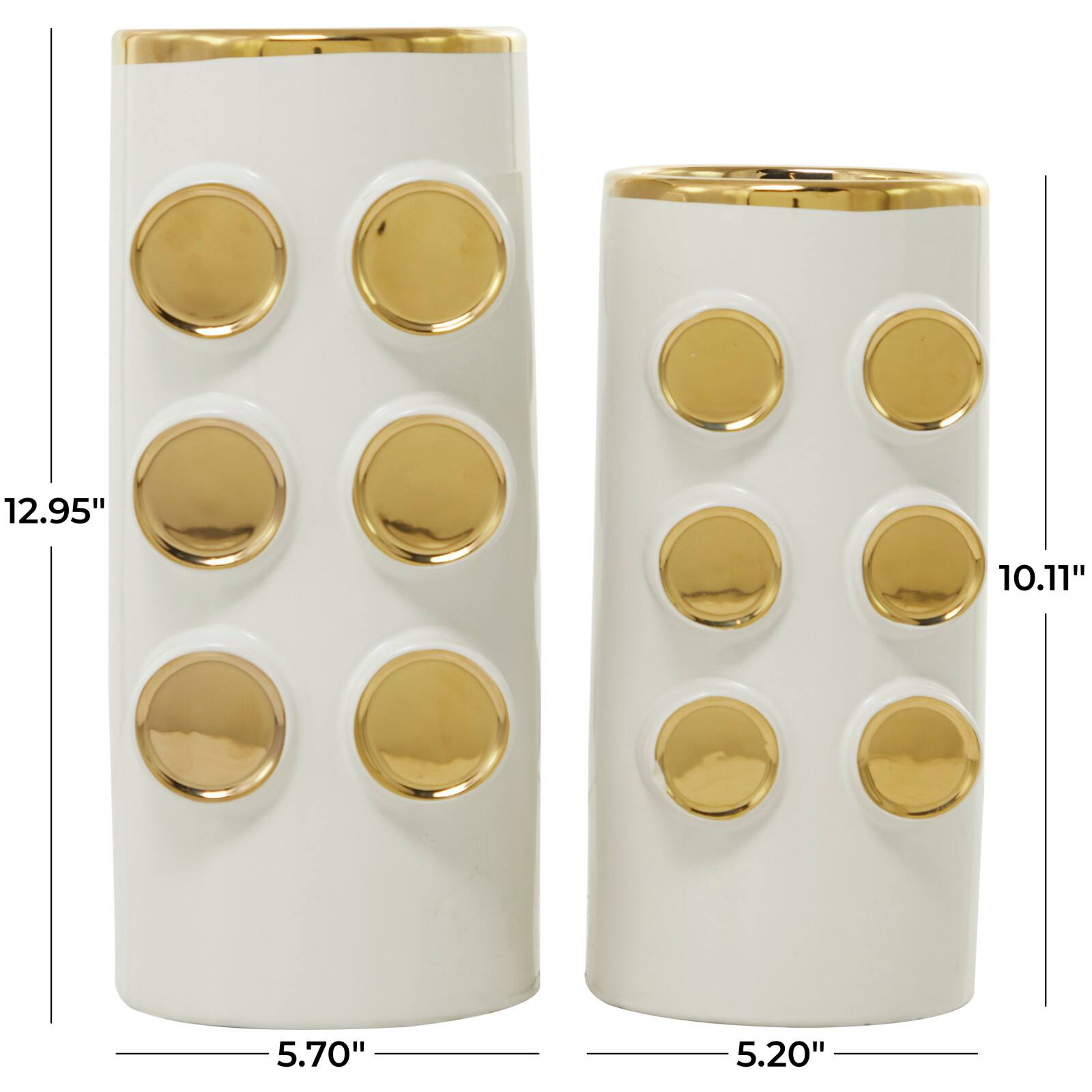 White Ceramic Contemporary Vase, Set of 2