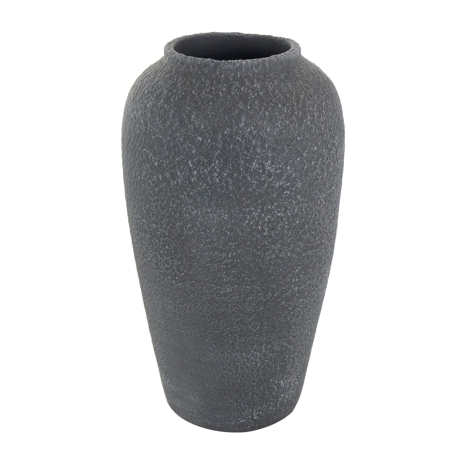 15&#x22; Black Ceramic Whitewashed Textured Vase