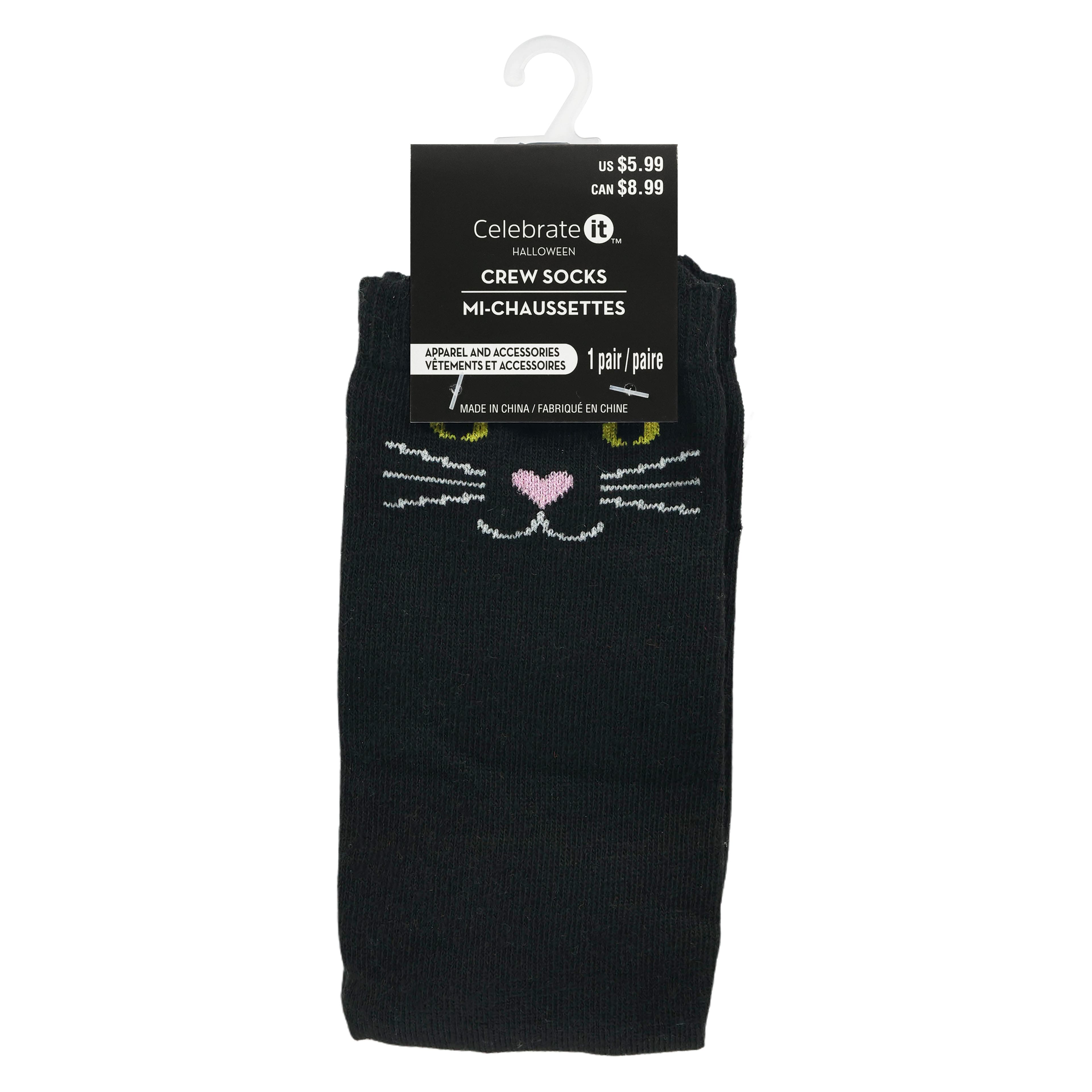 Black Cat Adult Crew Socks with Ears by Celebrate It&#x2122;