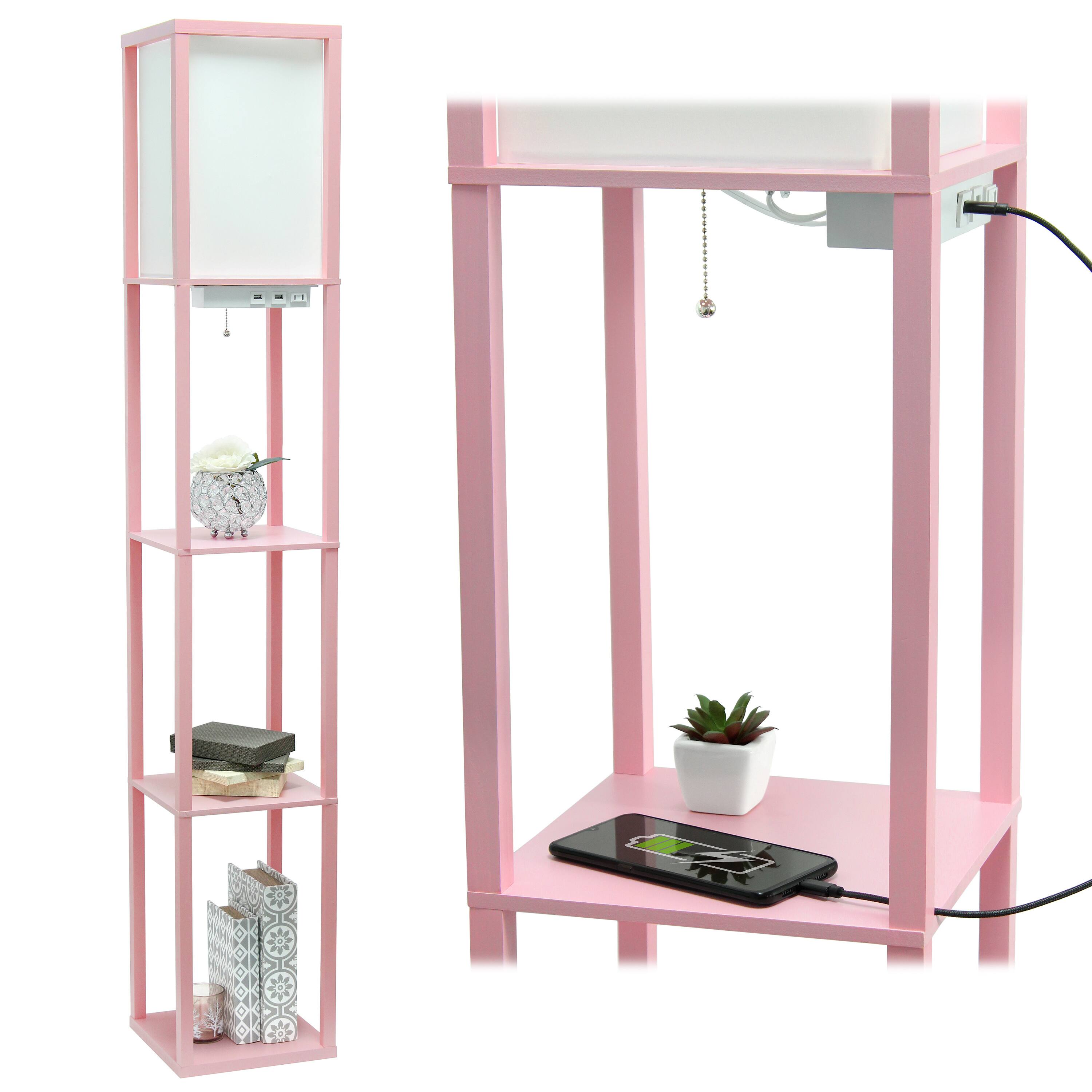 Simple Designs Floor Lamp with 2 USB Charging Ports/1 Outlet