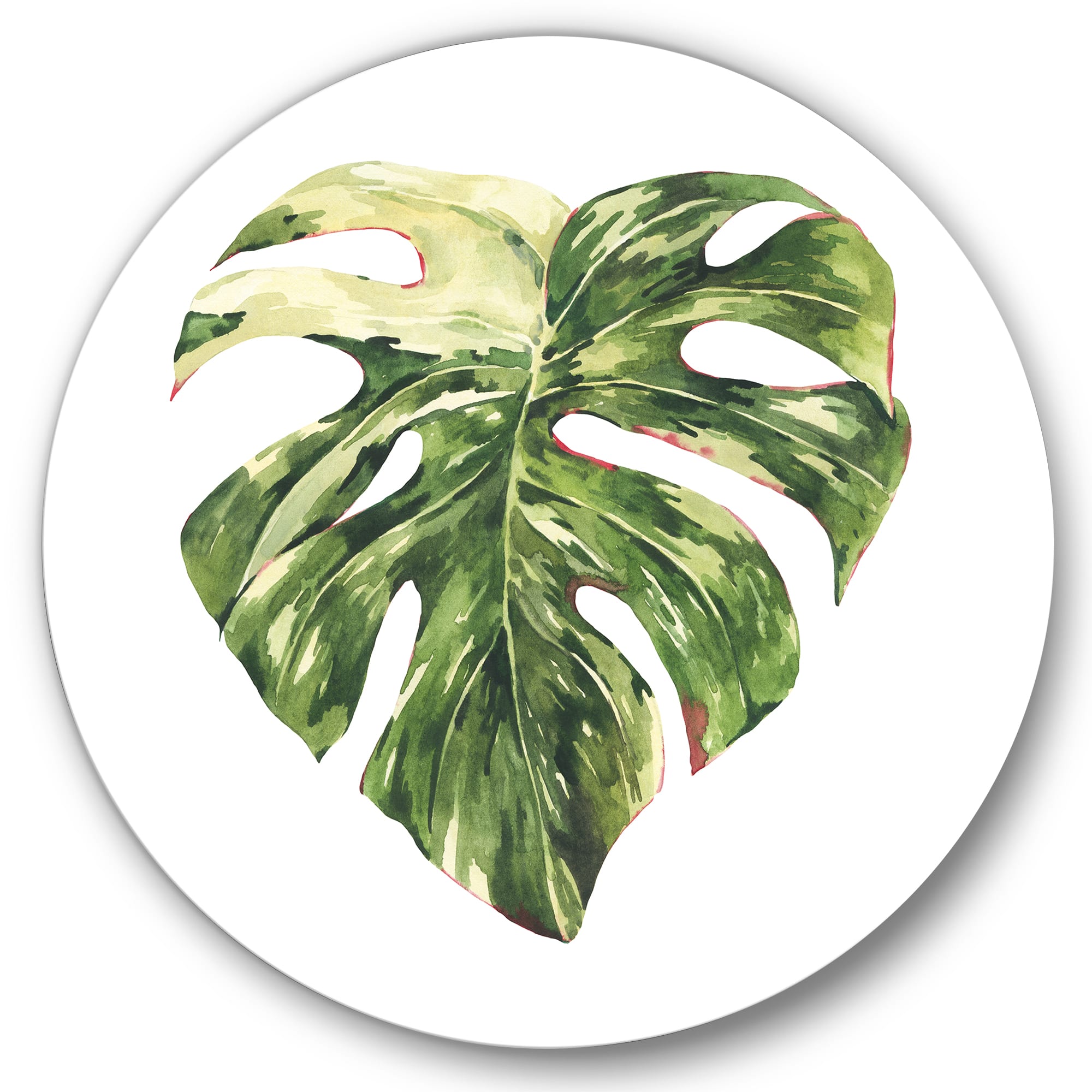 Designart - Tropical Green Leaves In Summer Times III - Tropical Metal Circle Wall Art