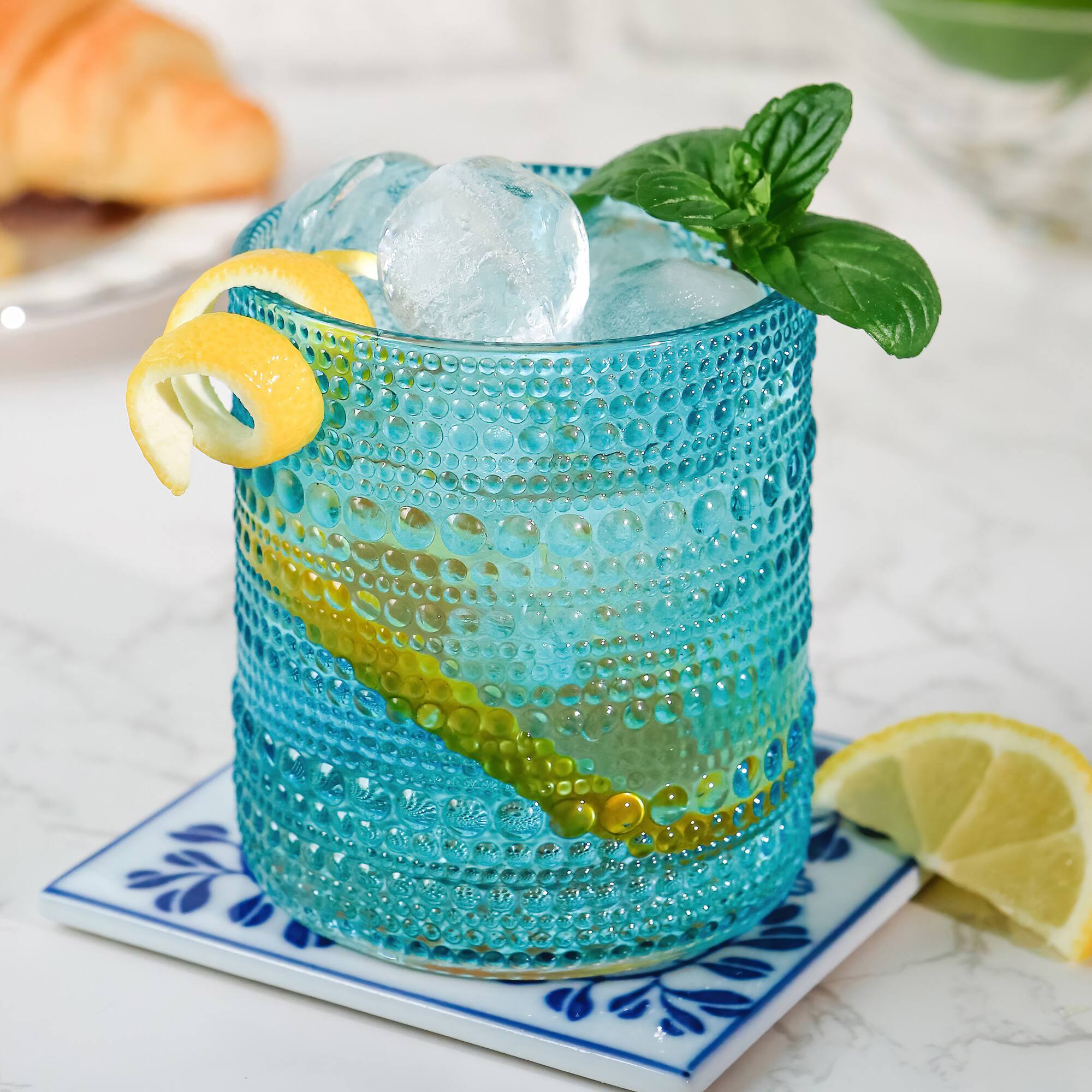 Kate Aspen® 10oz. Textured Beaded Aqua Glasses, 6ct.