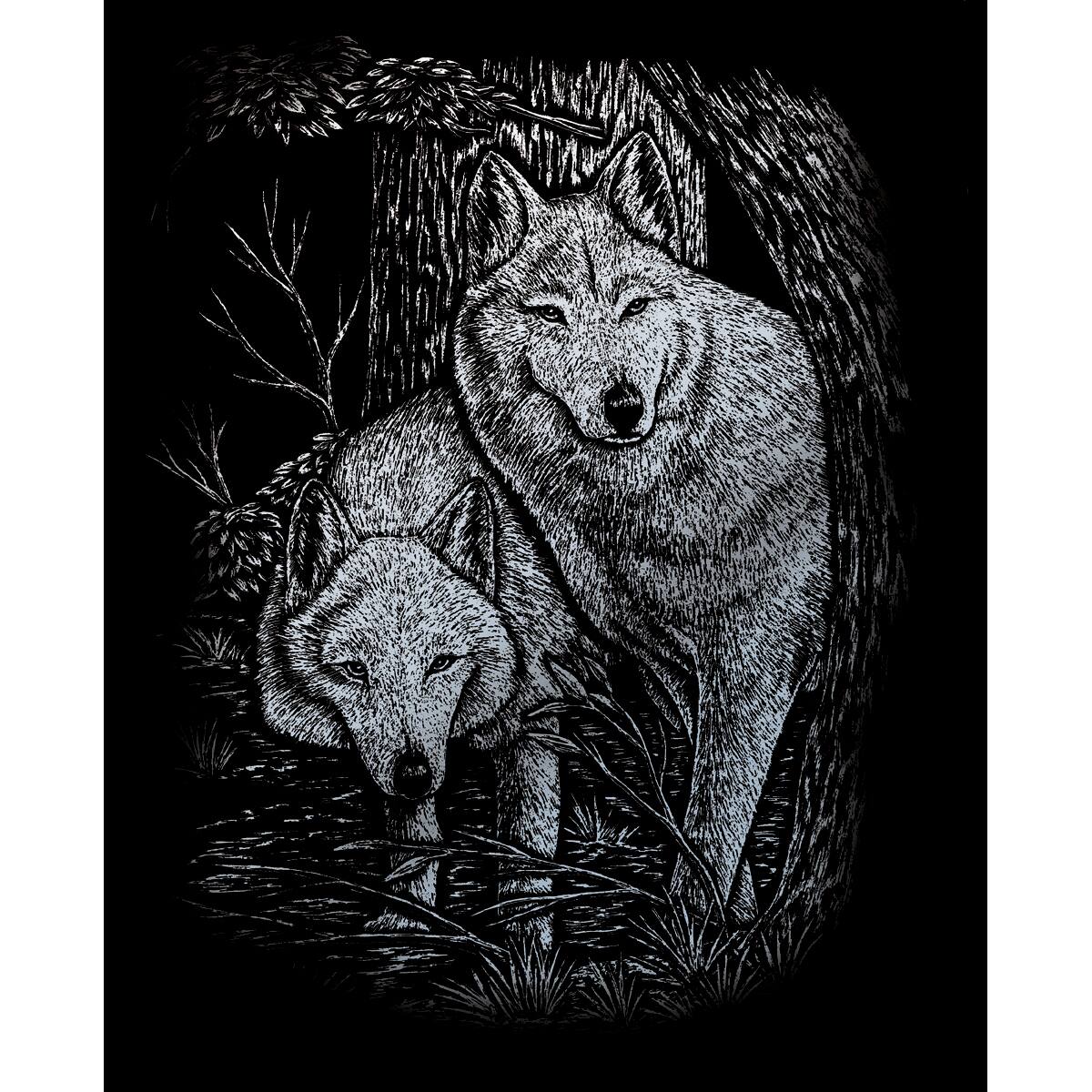 Royal &#x26; Langnickel&#xAE; Engraving Art&#x2122; Wolves in the Trees Silver Foil Kit