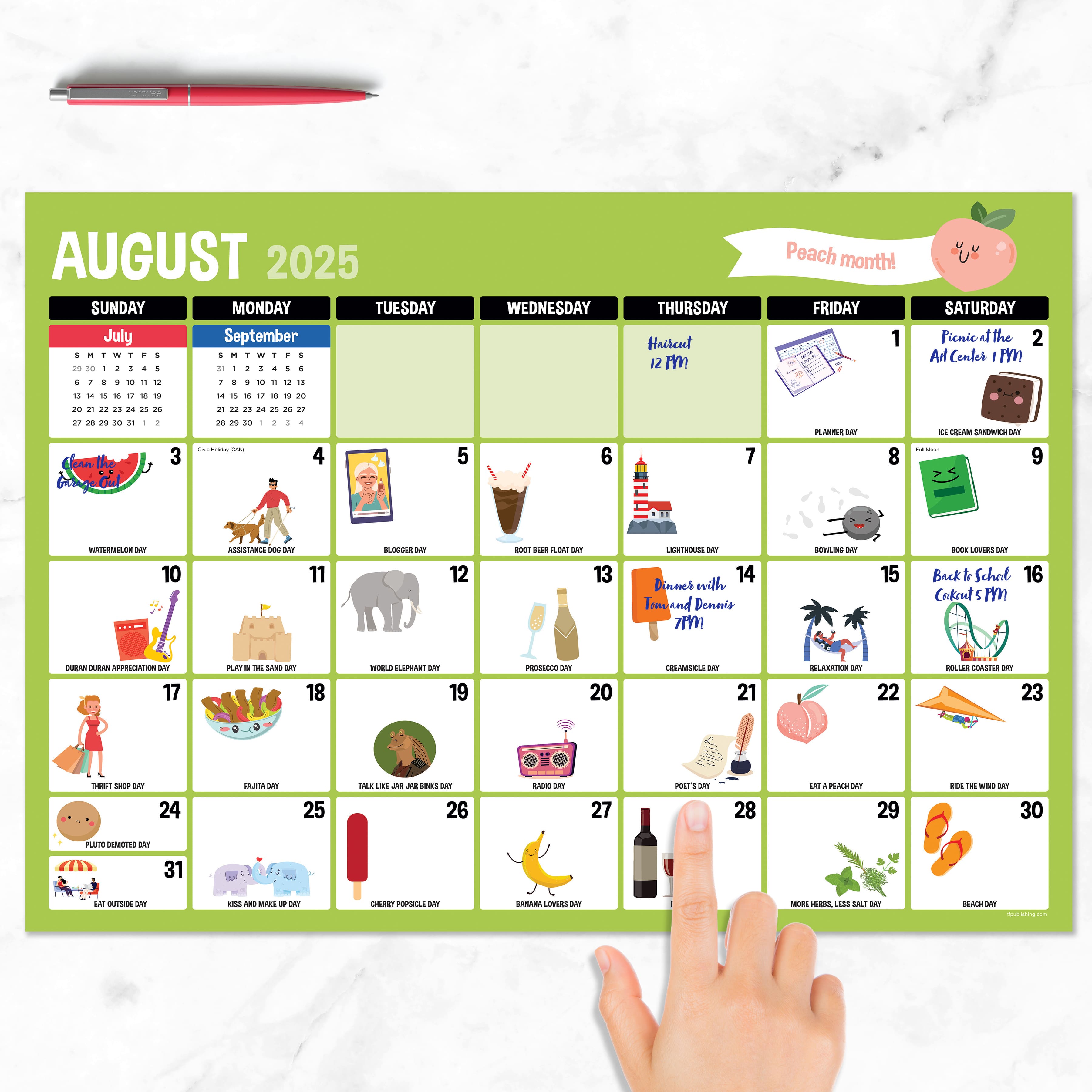 July 2025 - June 2026 Medium Every Day&#x27;s A Holiday Desk Pad Monthly Blotter Calendar