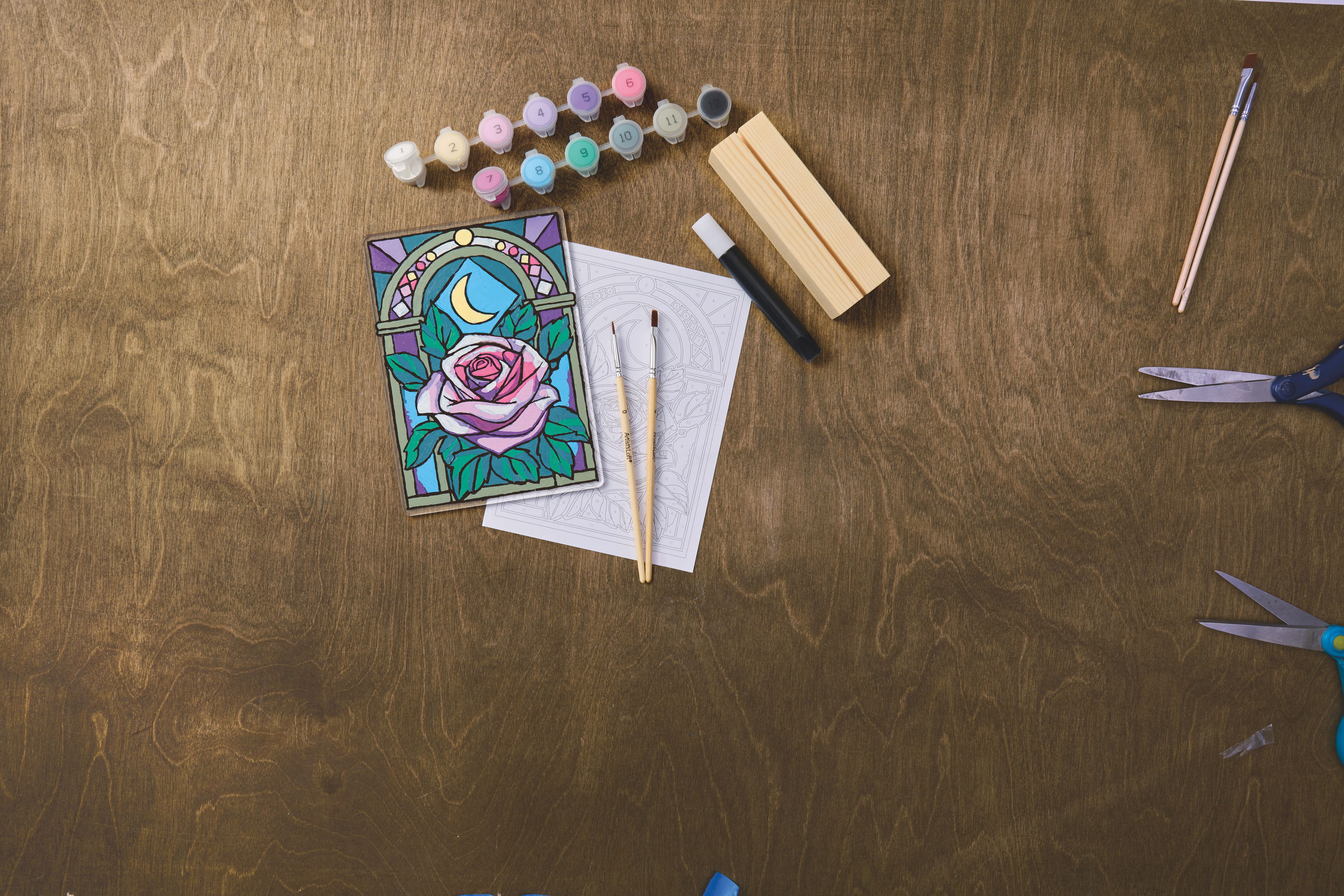 Stained Glass Rose Paint-by-Number Acrylic Surface Kit by Artist's Loft®