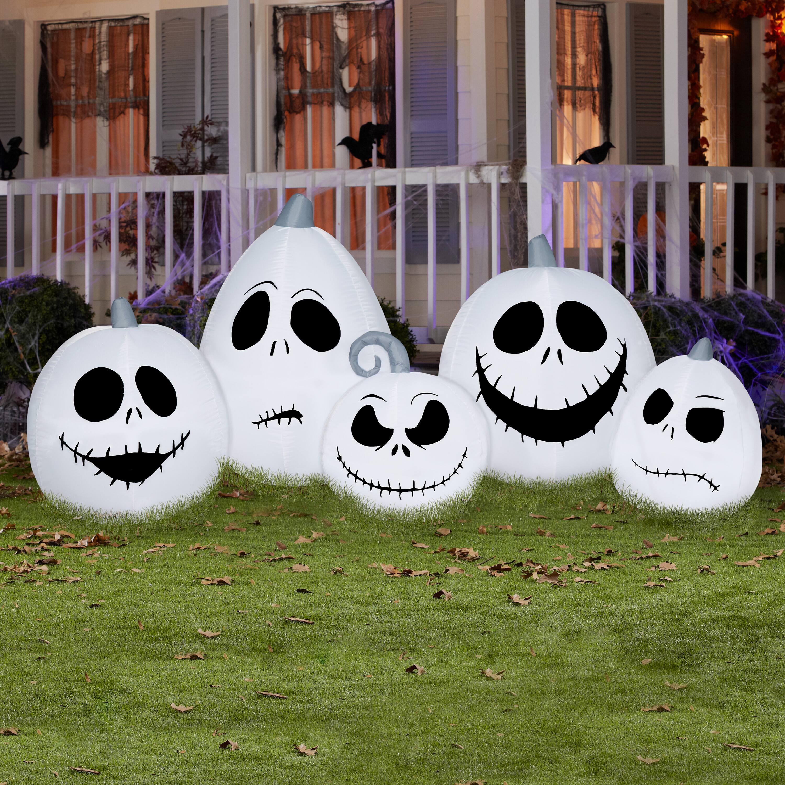 3ft. Airblown&#xAE; Inflatable Halloween Jack Skellington White Pumpkin Faces Collection Scene