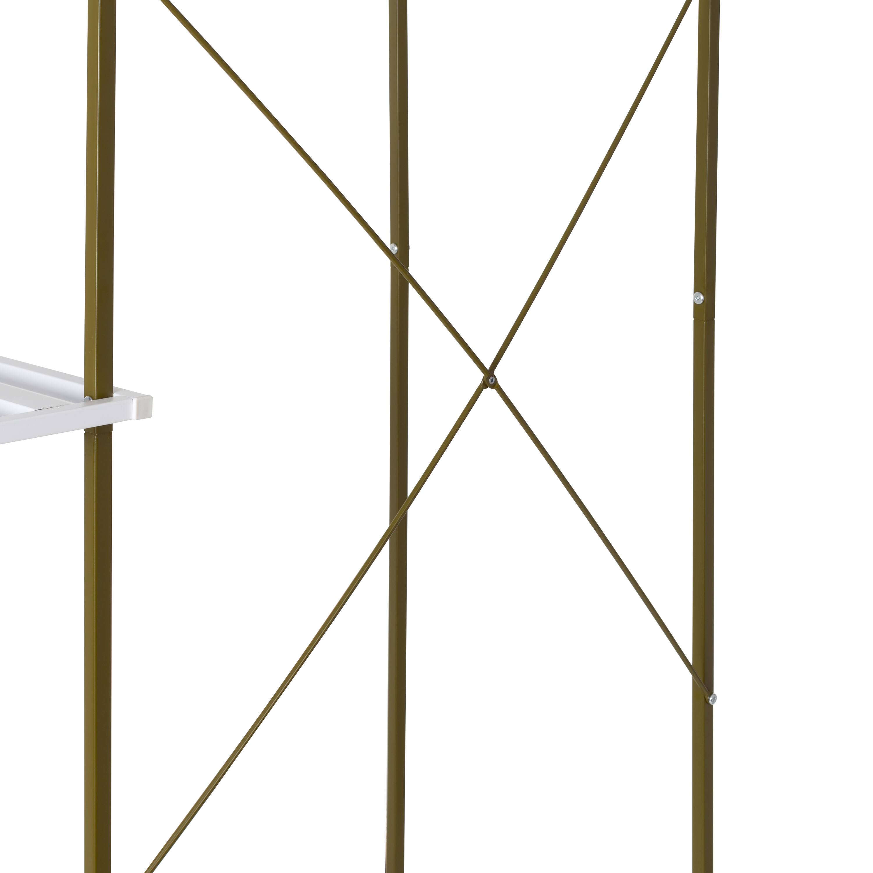 Honey Can Do Olive & White Freestanding Open Metal Closet Wardrobe