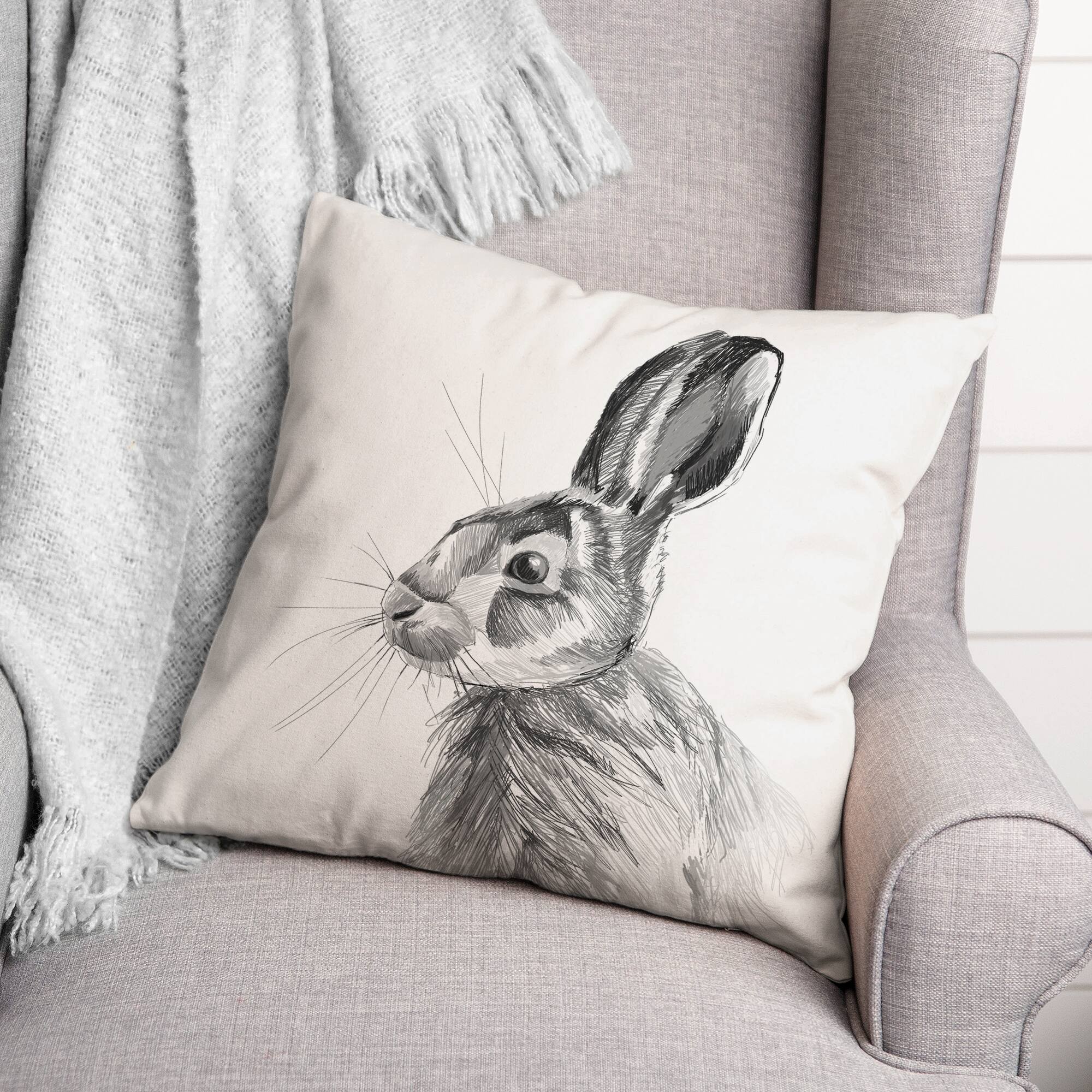 Dignified Hare Pillow 2 18" x 18" Throw Pillow