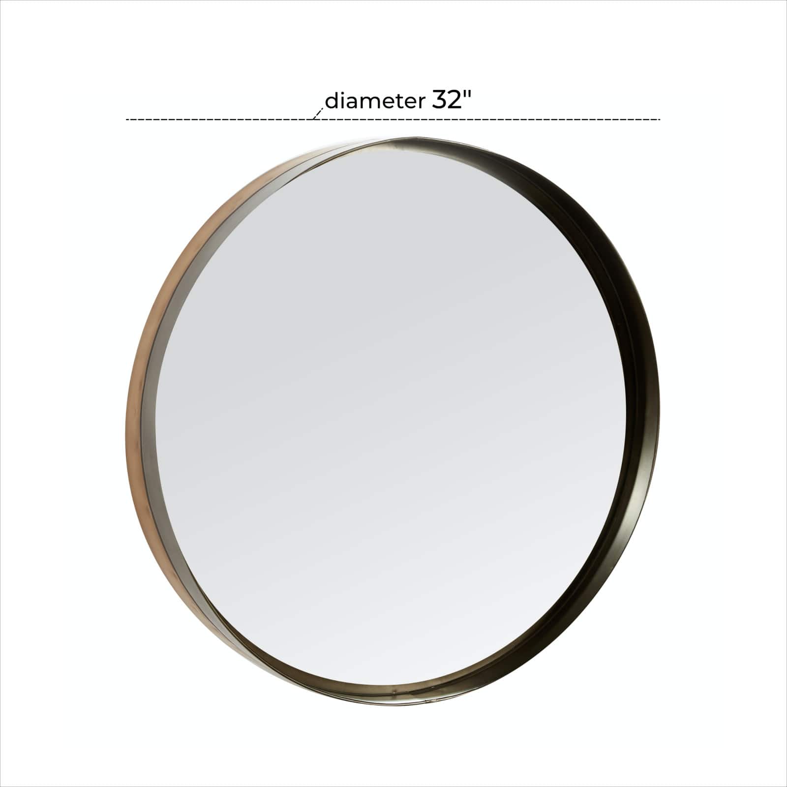 32&#x22; Black &#x26; Brown Metal Modern Wall Mirror
