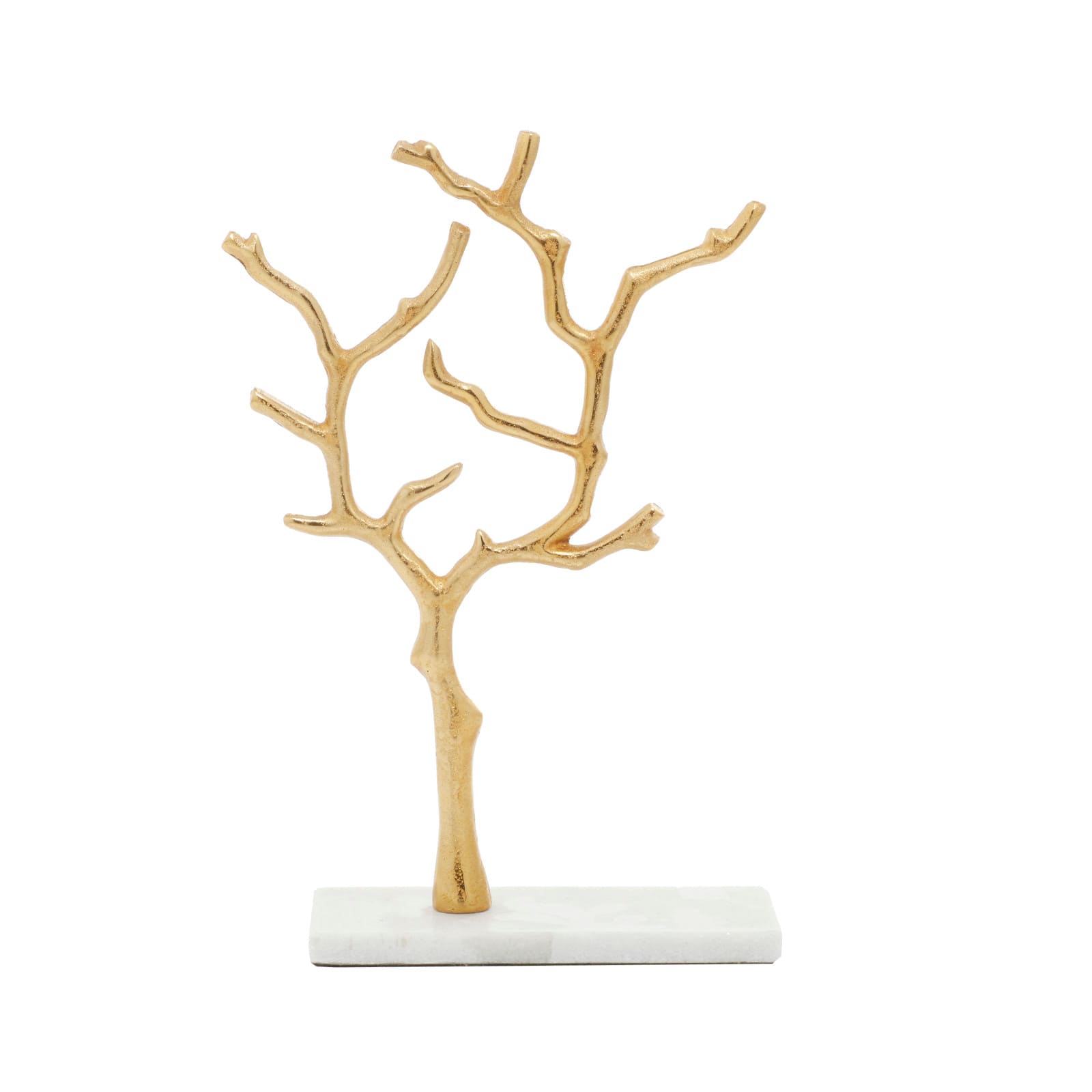 Gold Marble and Aluminum Modern Jewelry Stand, 13" x 9" x 3"