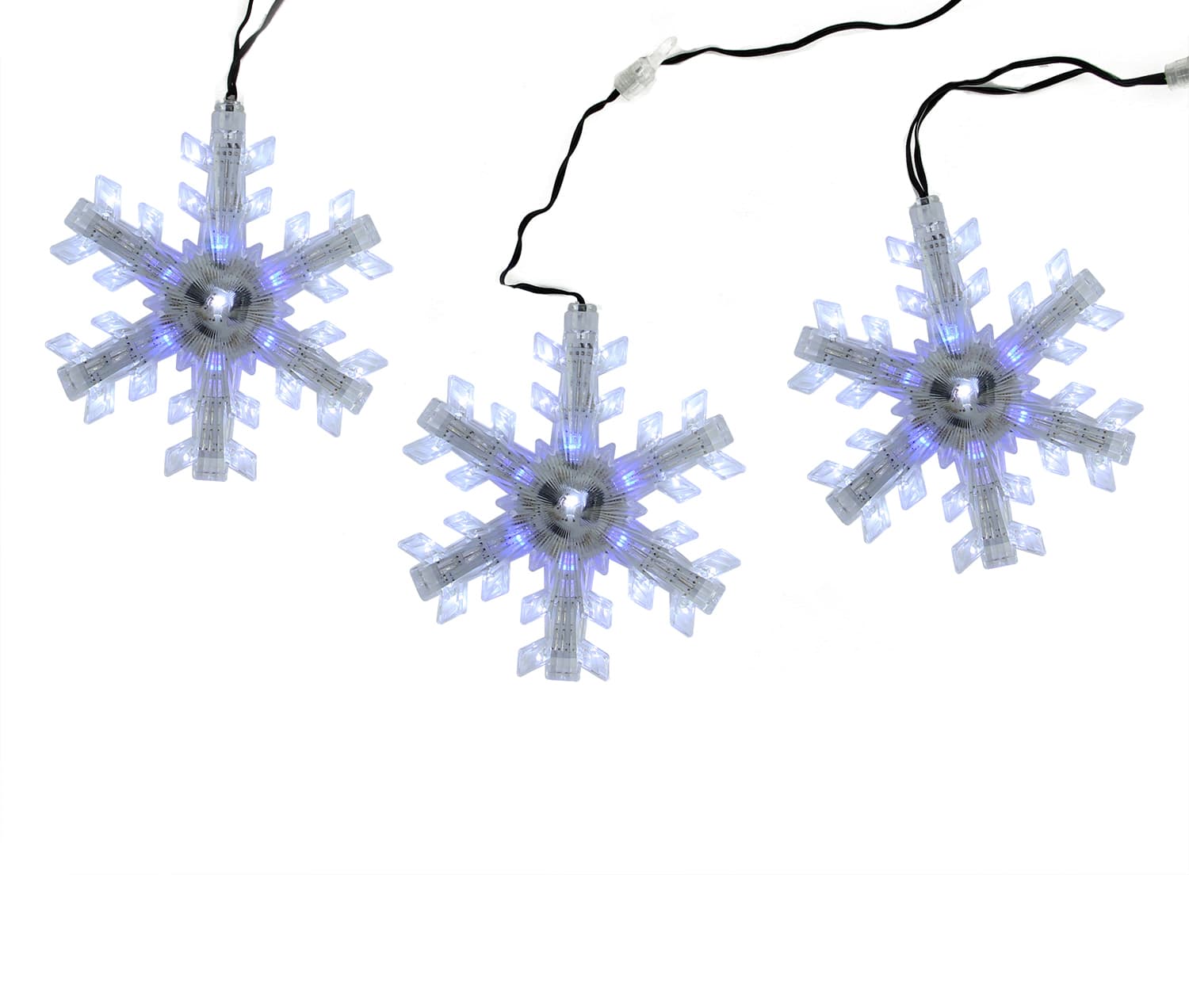 3ct. Cascading White and Blue LED Snowfall Snowflake Christmas Light Set