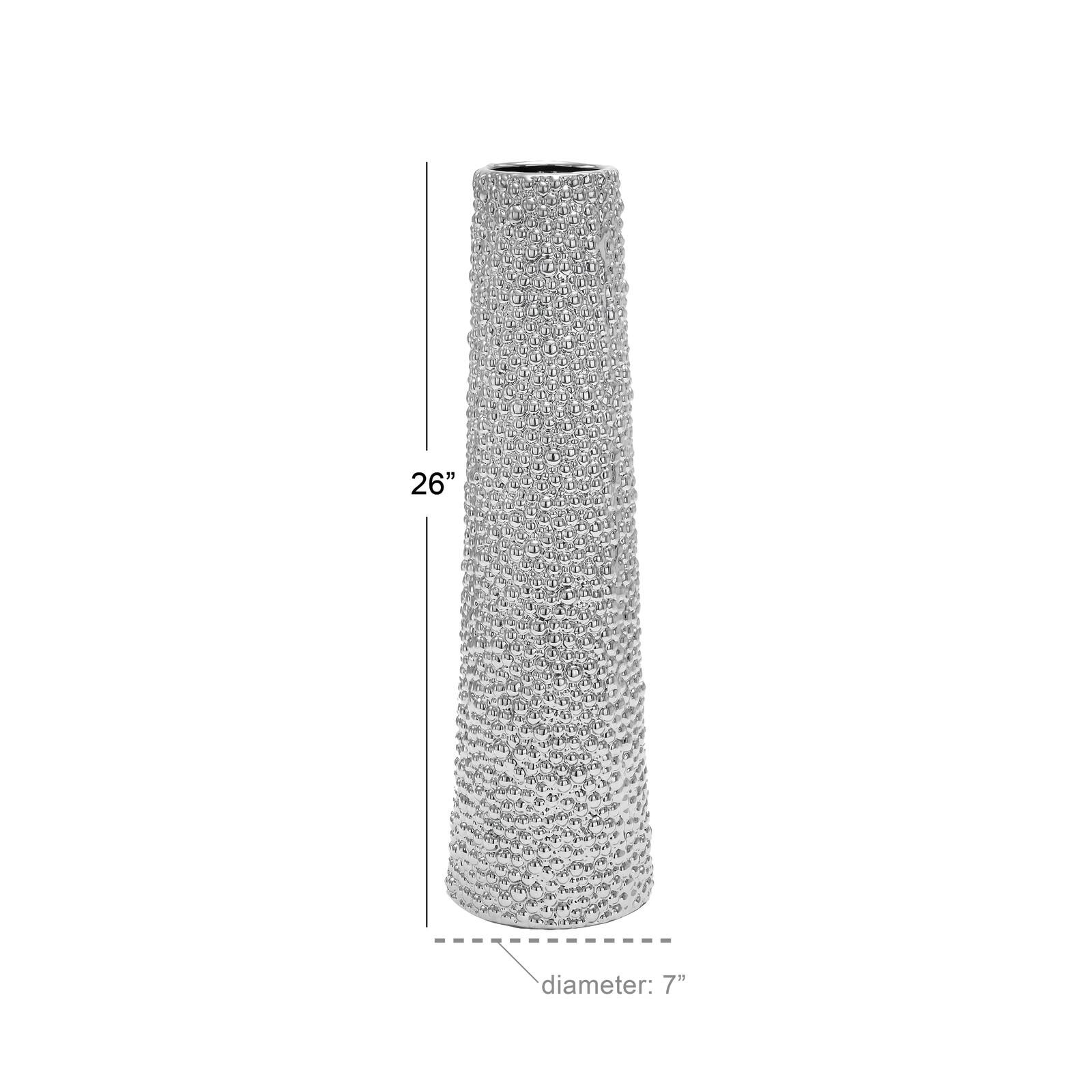 Silver Ceramic Glam Vase, 26" x 7" x 7"