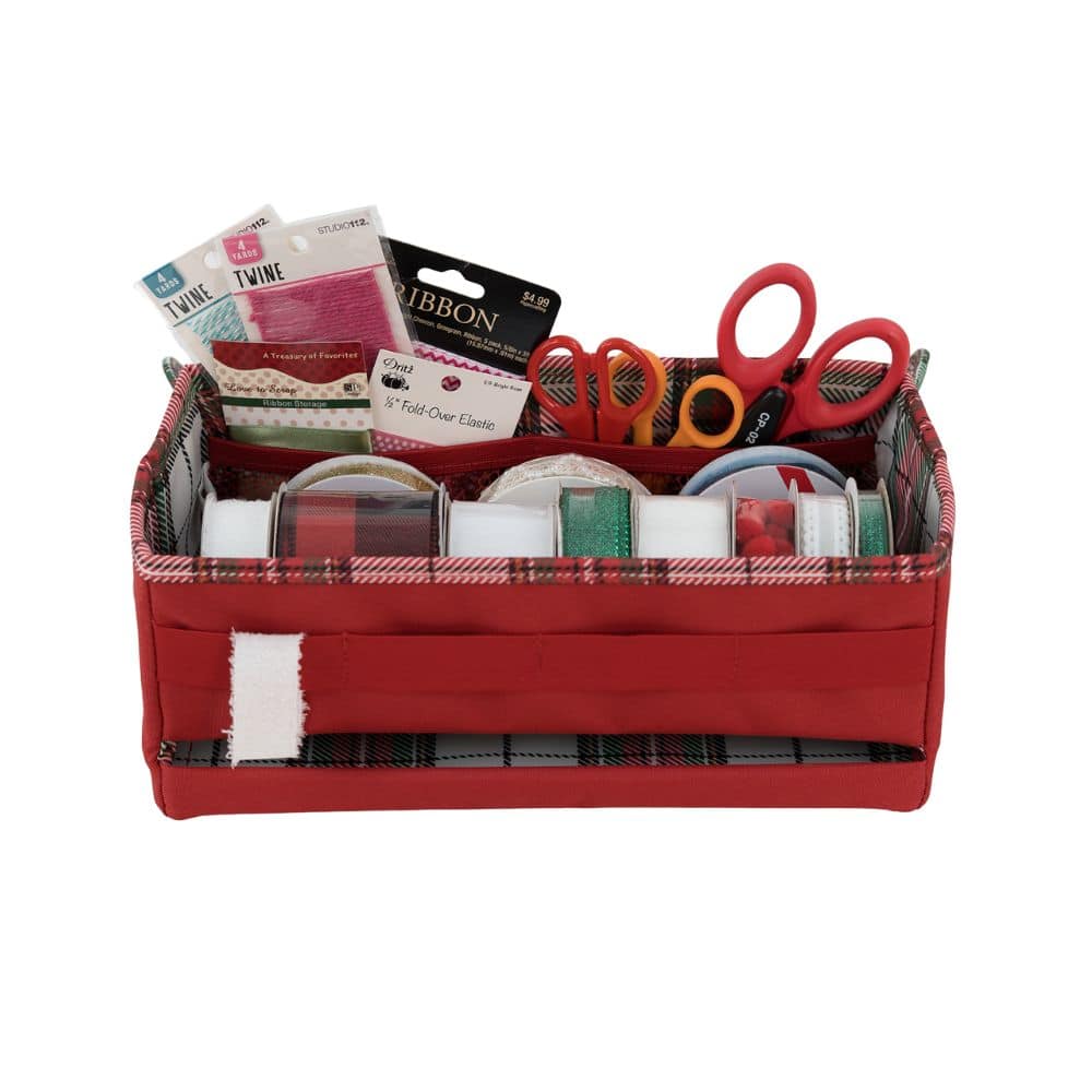 Everything Mary Red &#x26; Plaid Print Ribbon Storage Box