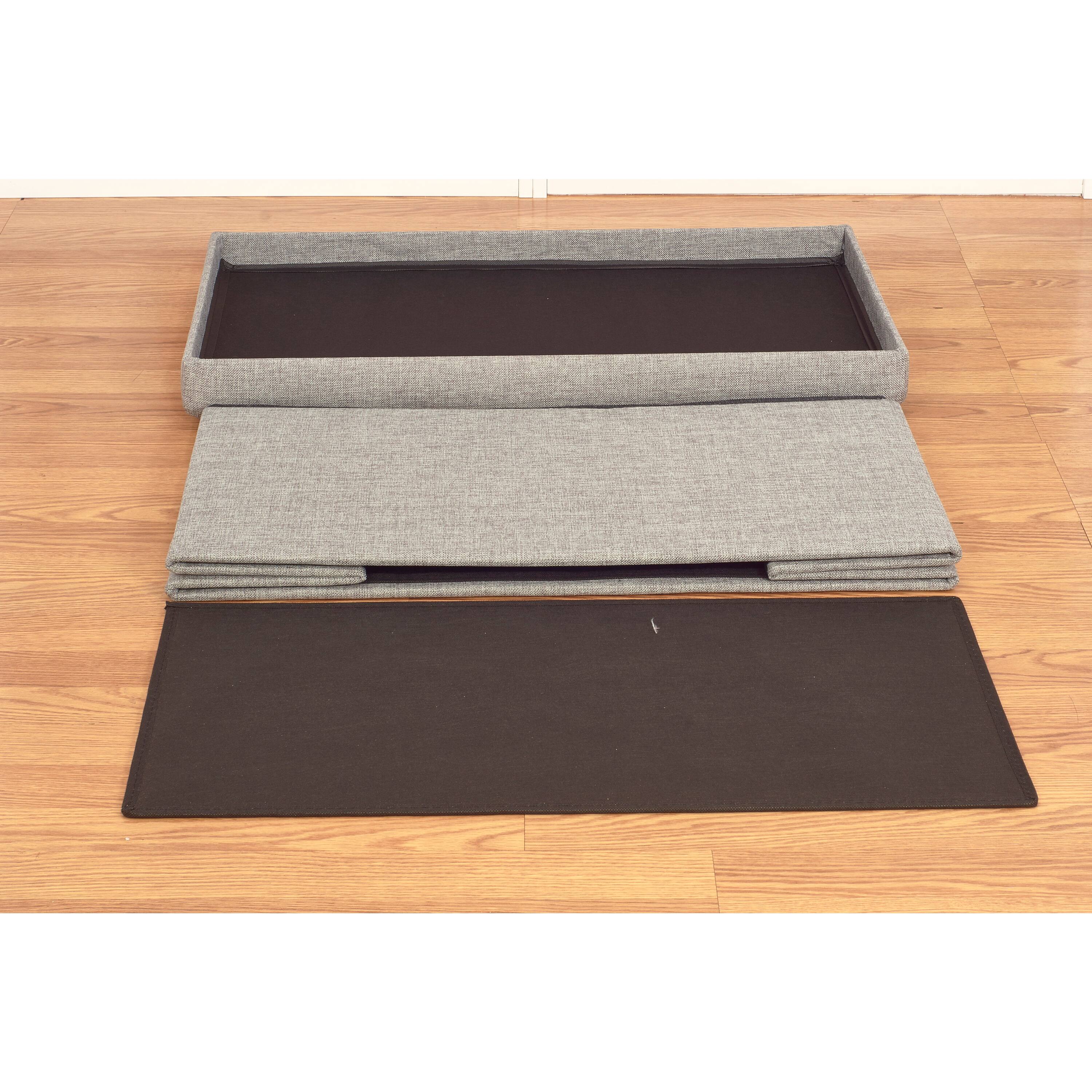 Simplify 30" Faux Linen Double Folding Storage Ottoman
