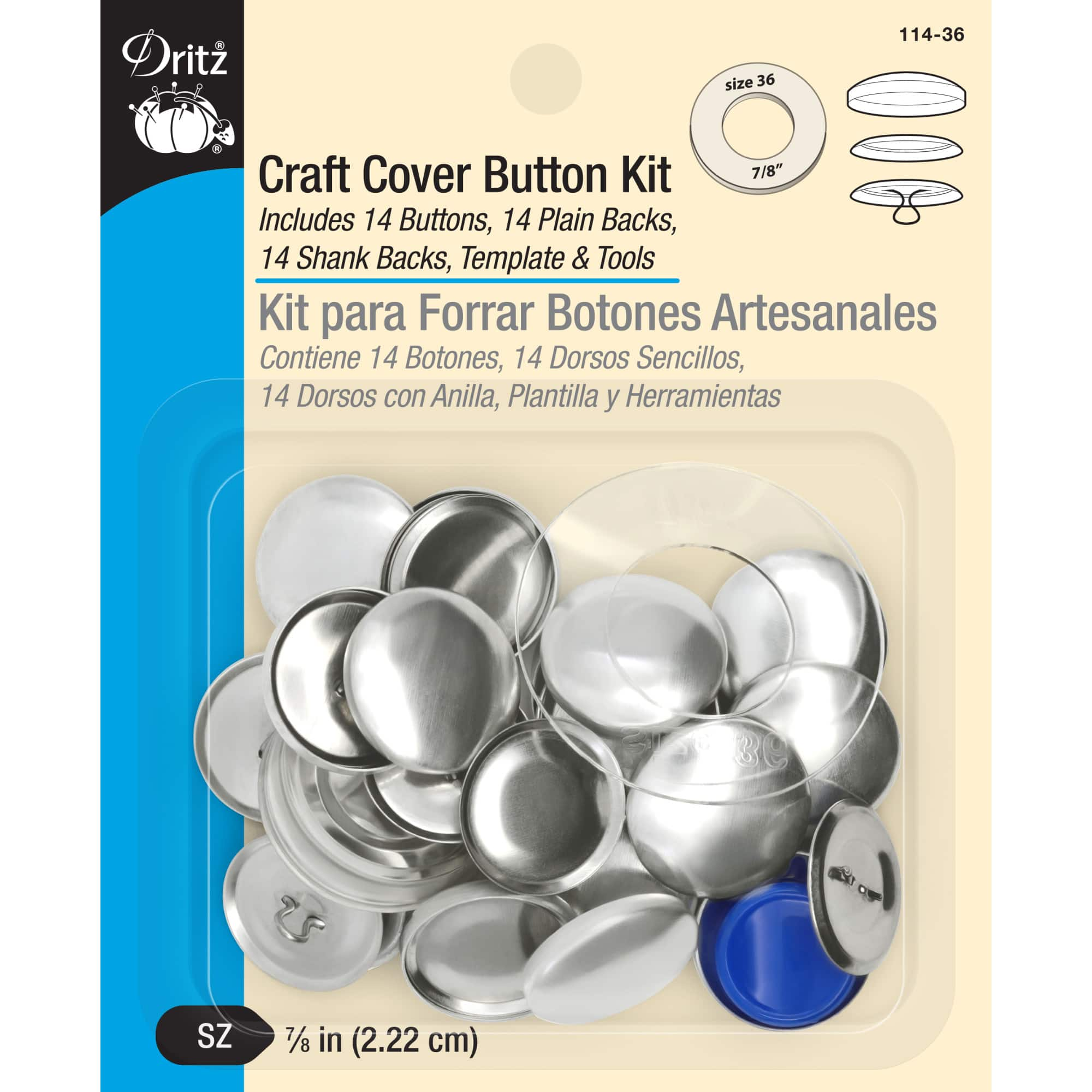 Dritz® Nickel Craft Cover Button Kit with Tools, 10 Sets