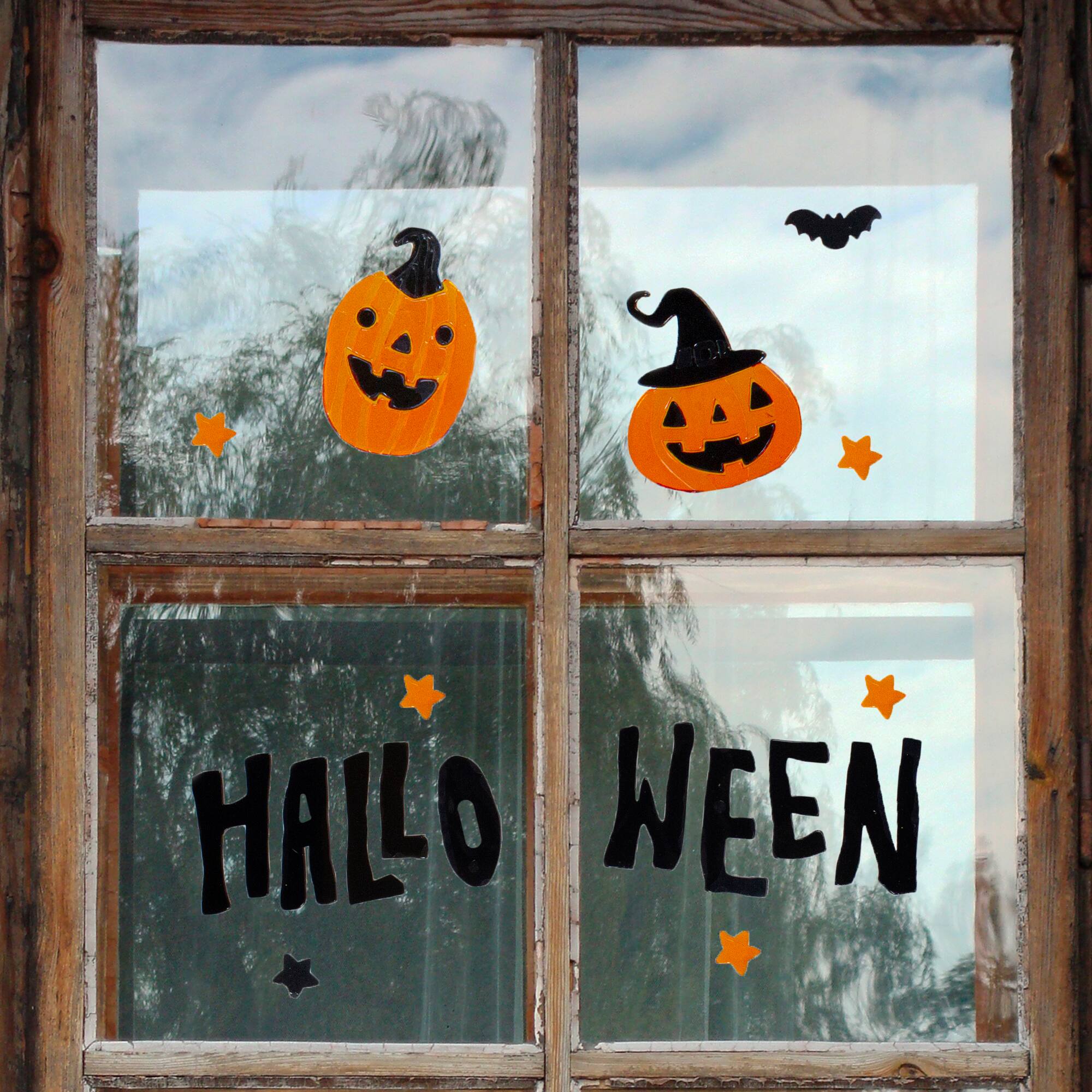 Black &#x26; Orange Halloween Gel Window Clings