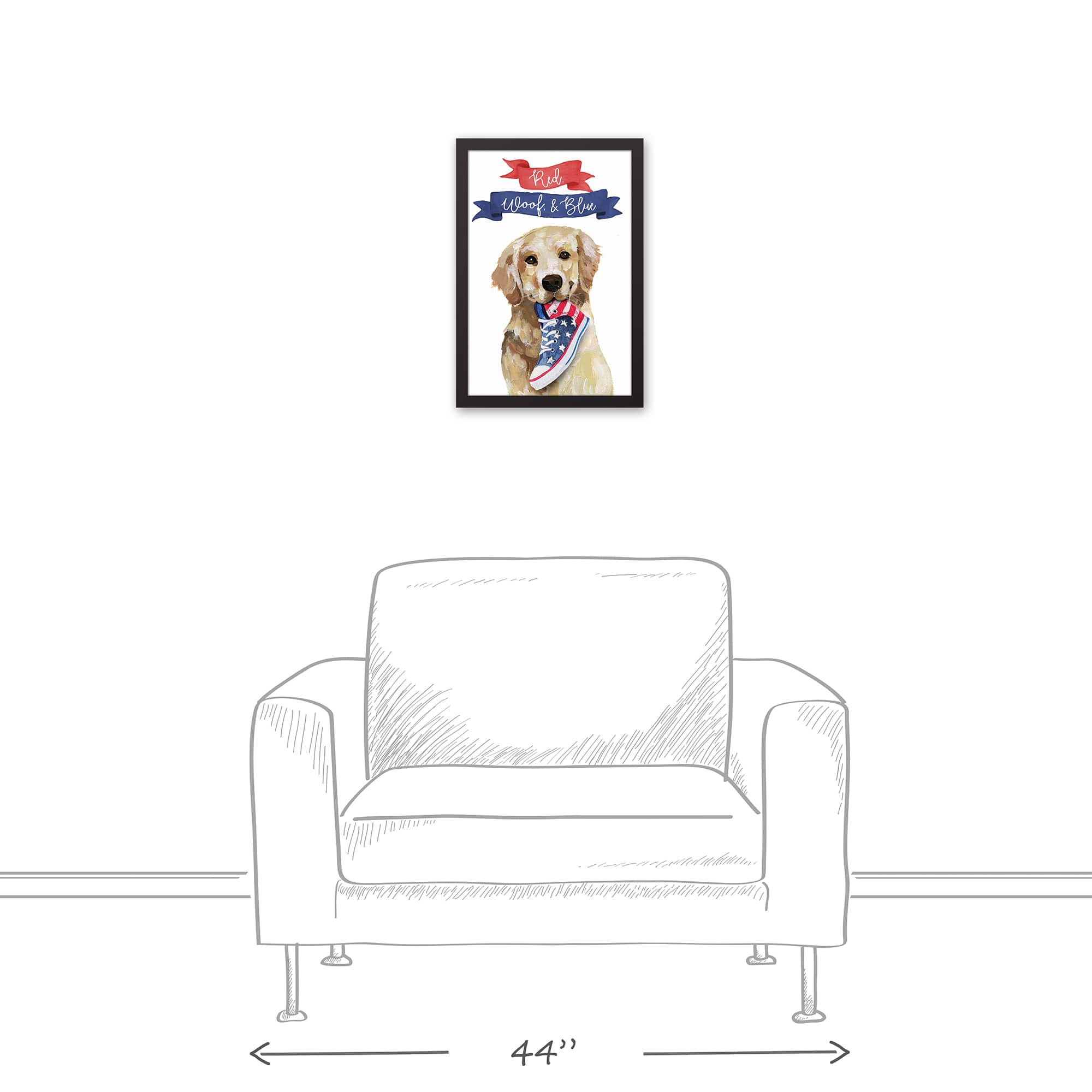 Red Woof and Blue Pup Black Framed Canvas