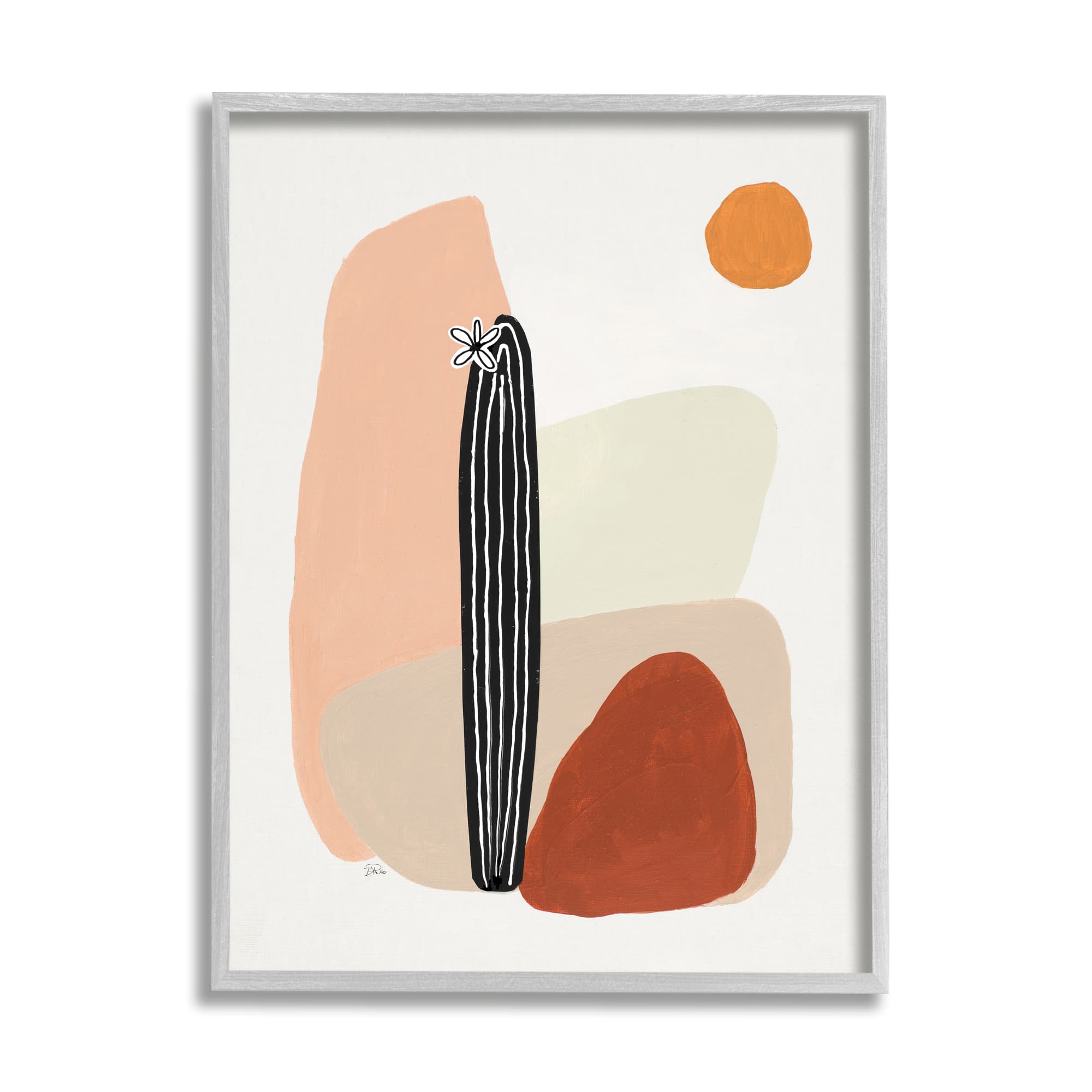Stupell Industries Brown Terracotta Landscape Desert Cactus Flower in Gray Frame Wall Art