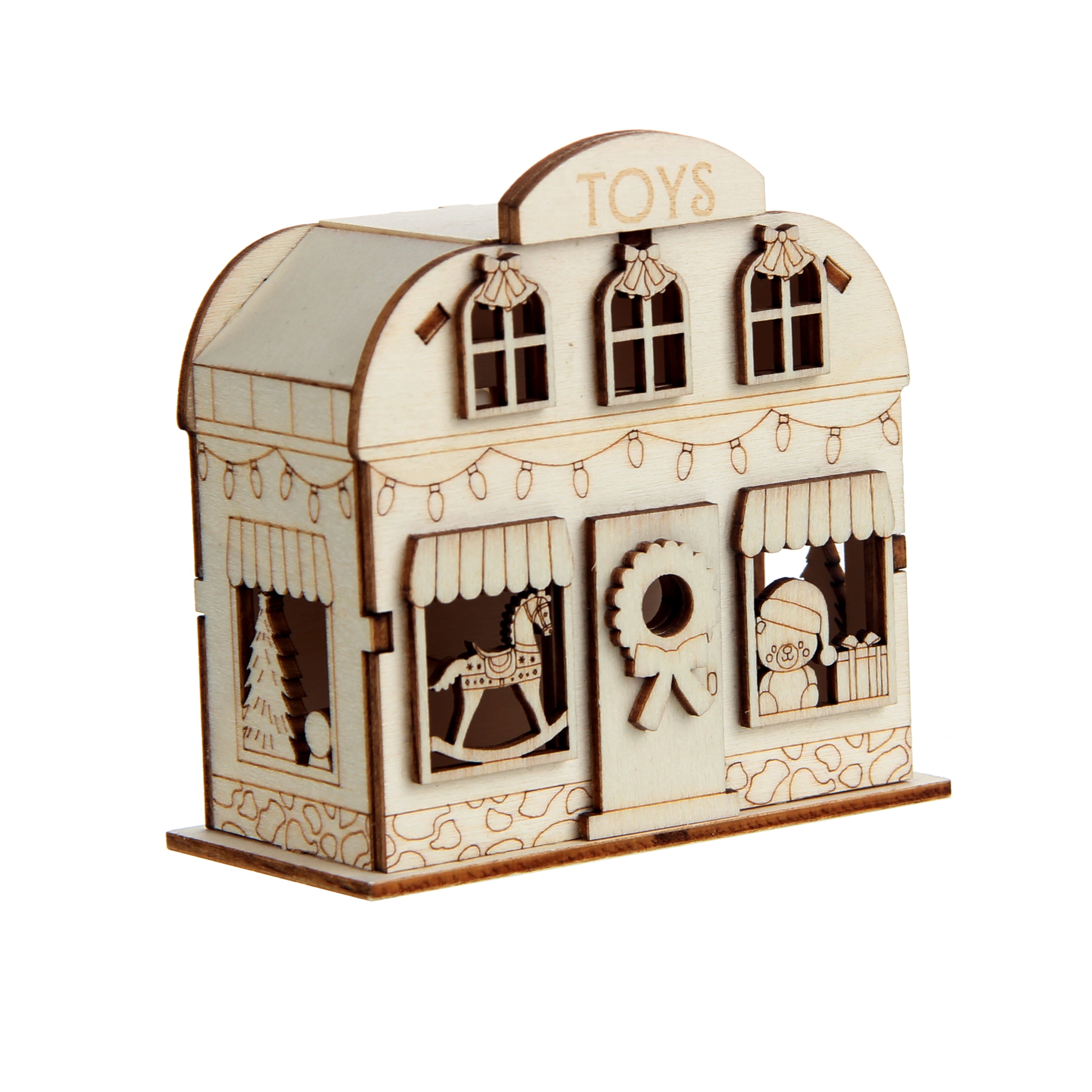 3.75&#x22; Unfinished Toy Store DIY LED Wood D&#xE9;cor by Make Market&#xAE;