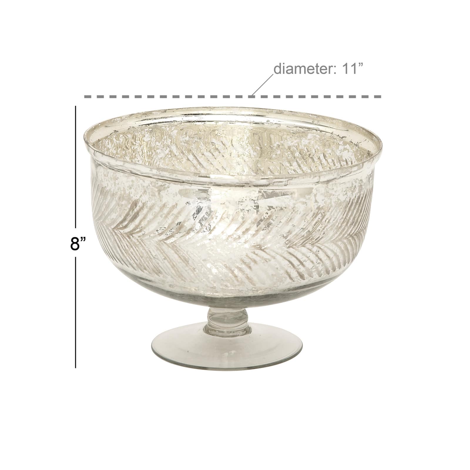 11&#x22; Silver Glass Glam Decorative Bowl