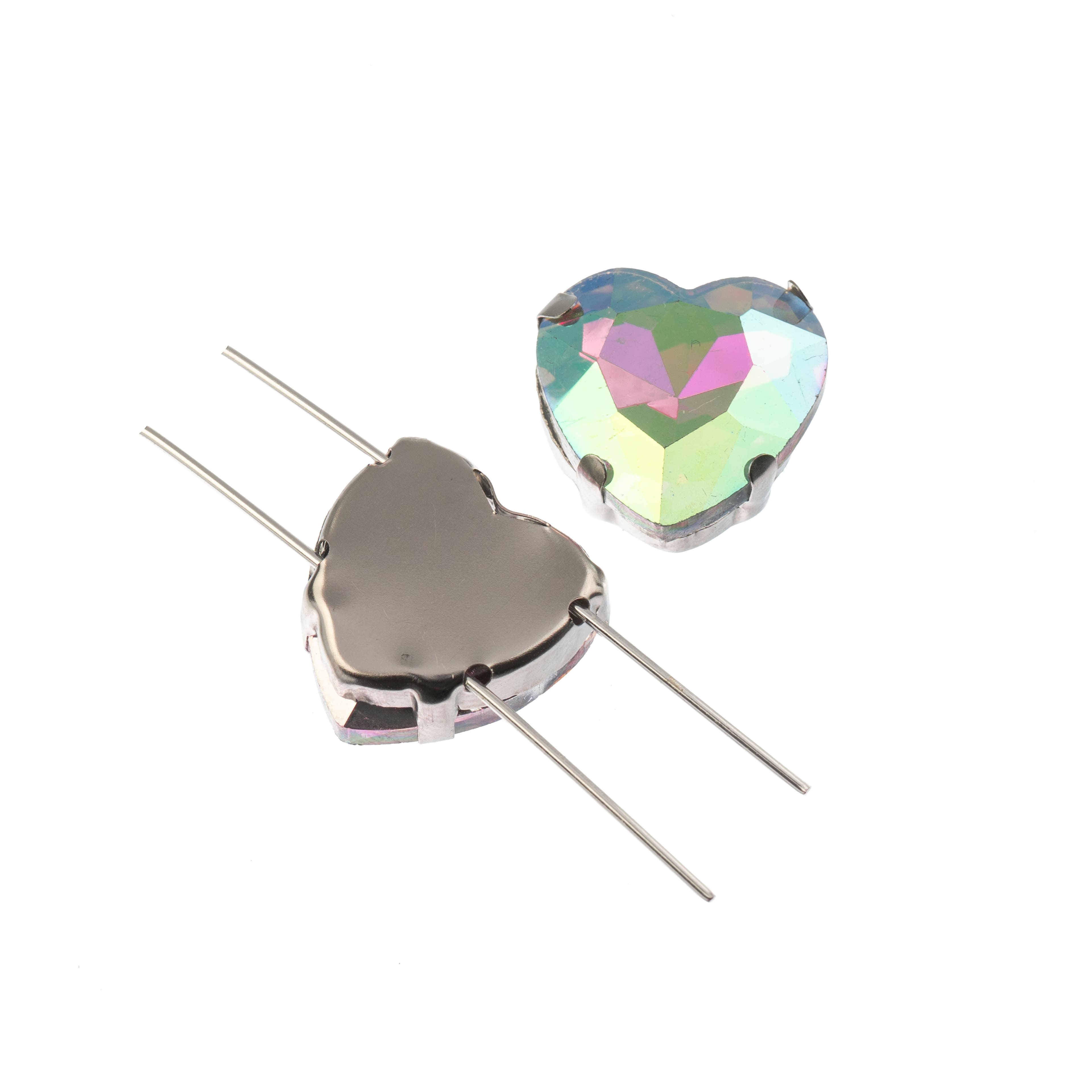 John Bead Crystal Lane 18mm Crystal AB Heart Sew-On Rhinestones, 4ct.