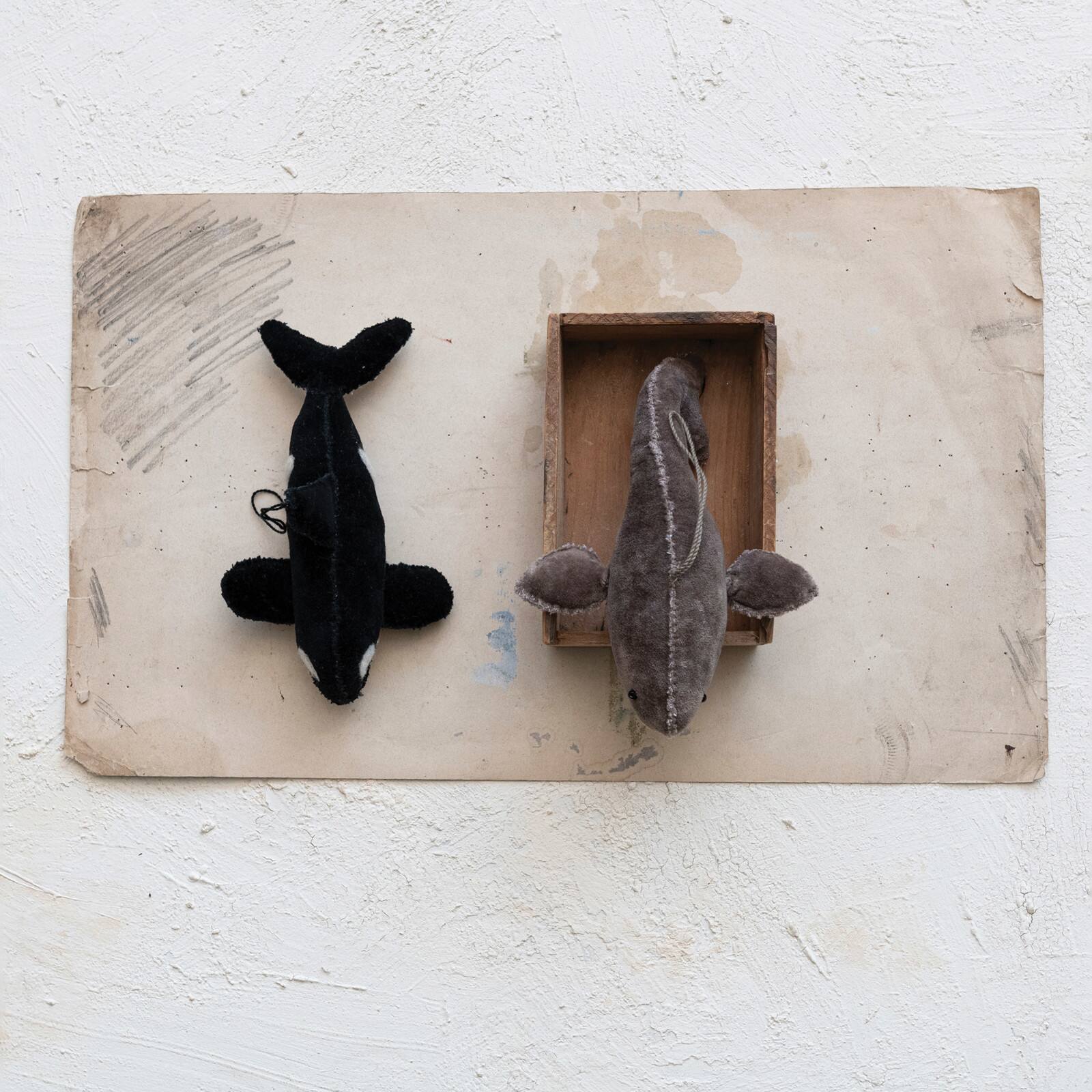 Hello Honey&#xAE; 2 Pack 7&#x22; Whale Cotton Velvet Ornaments
