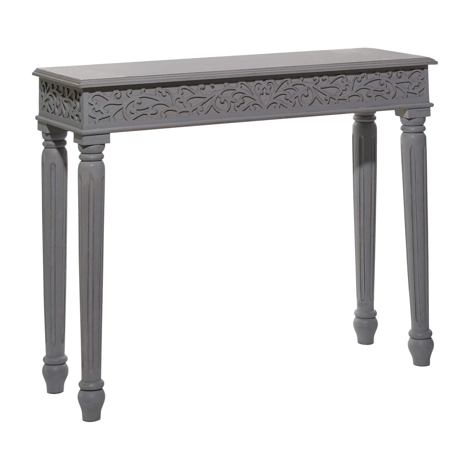 Grey Farmhouse Mango Wood Console Table, 30" x 36"