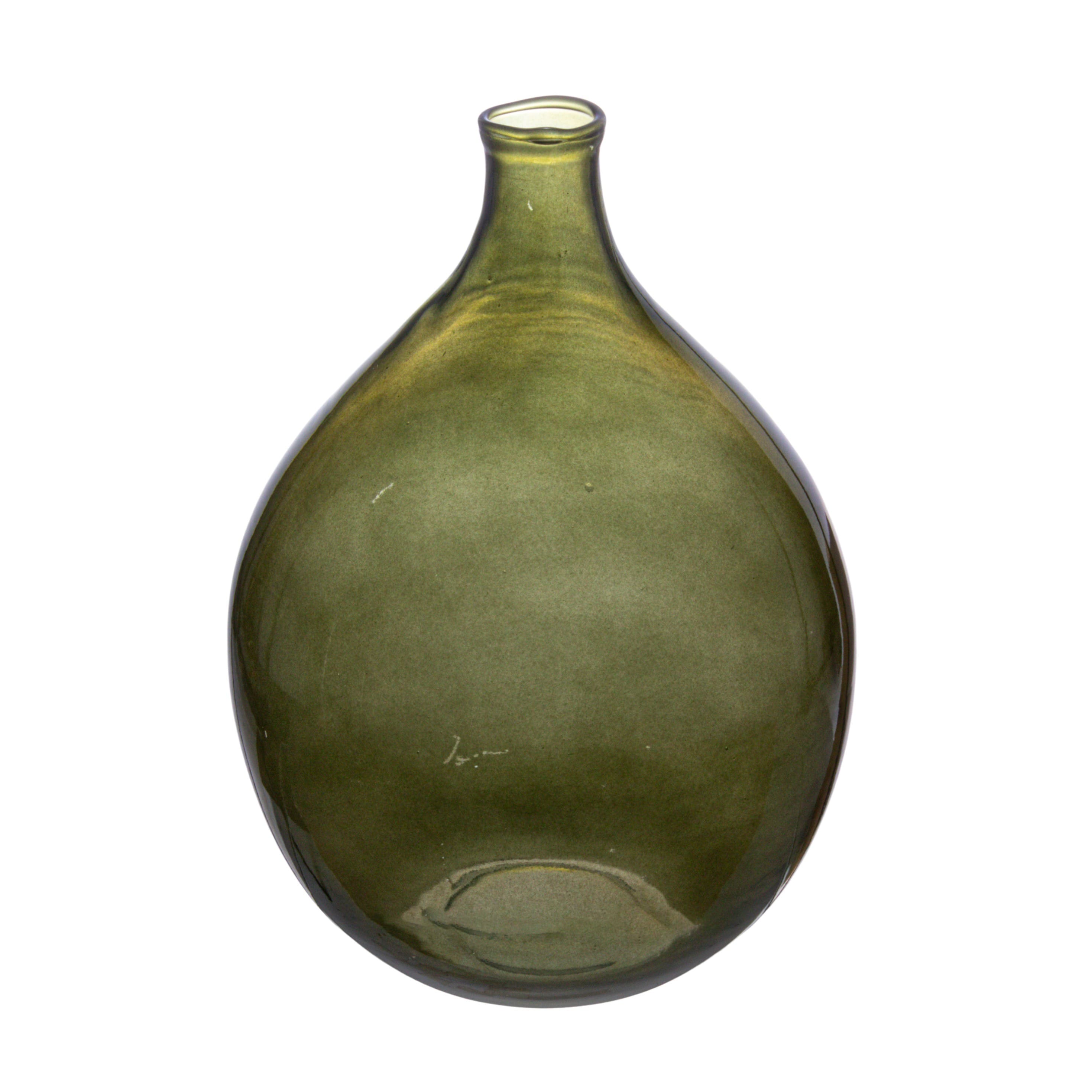 12" Green Glass Bud Vase