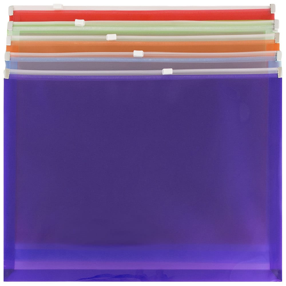 JAM Paper 9.75" x 13" Assorted Zip Closure Plastic Envelopes, 6ct.