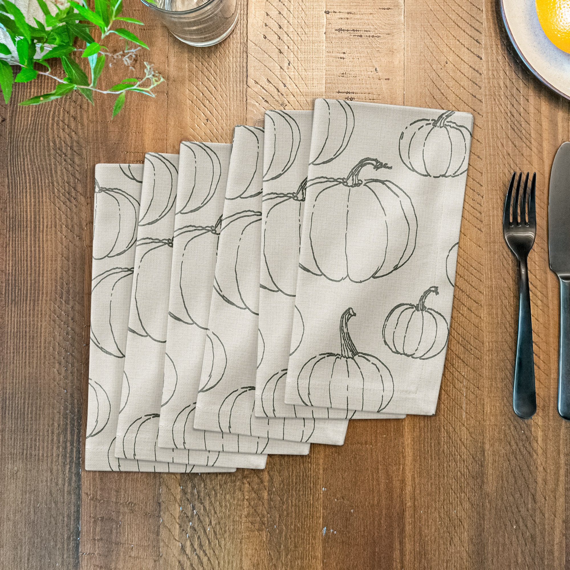 White Pumpkin Pattern Cotton Twill Napkin