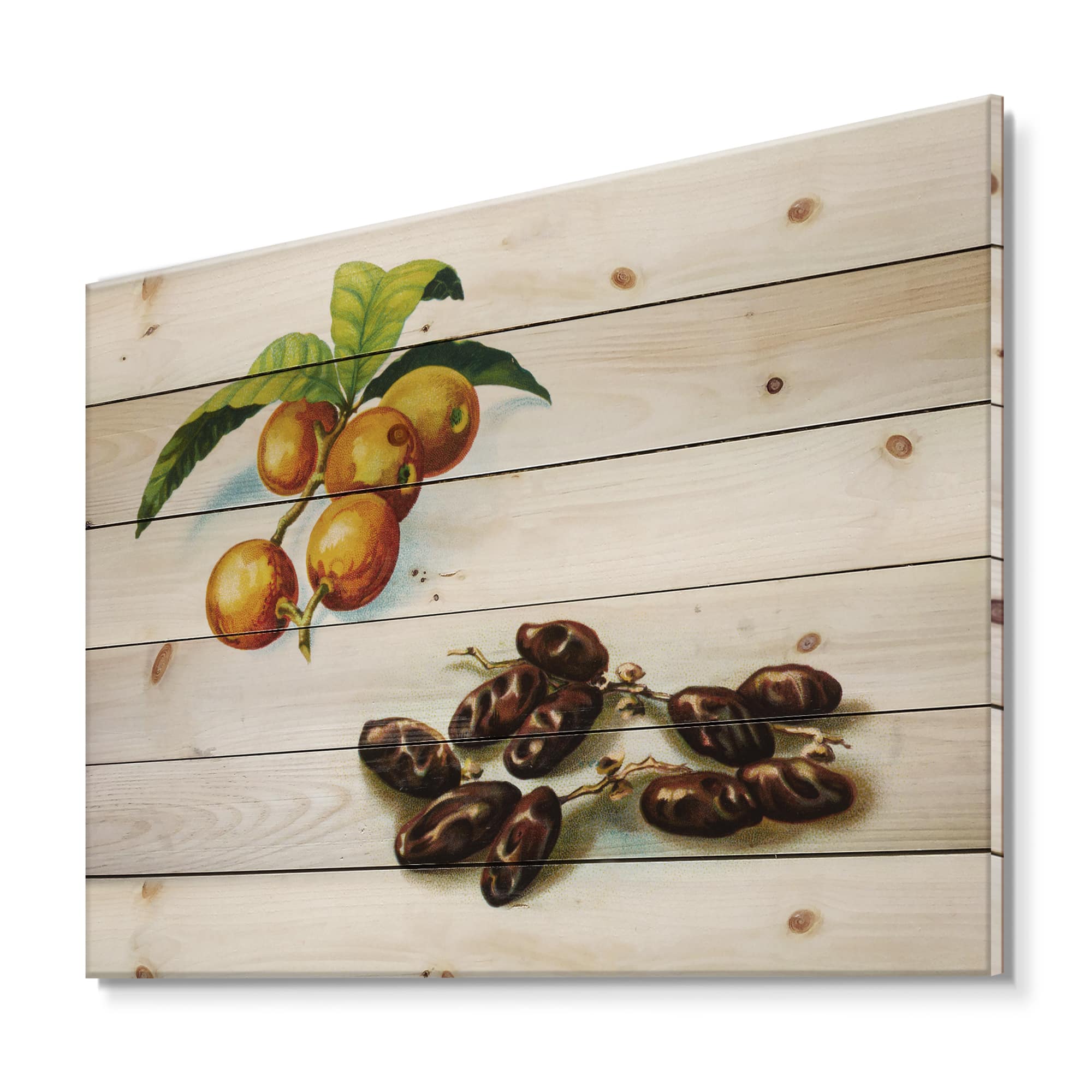 Designart - Vintage Fruits IV - Farmhouse Print on Natural Pine Wood