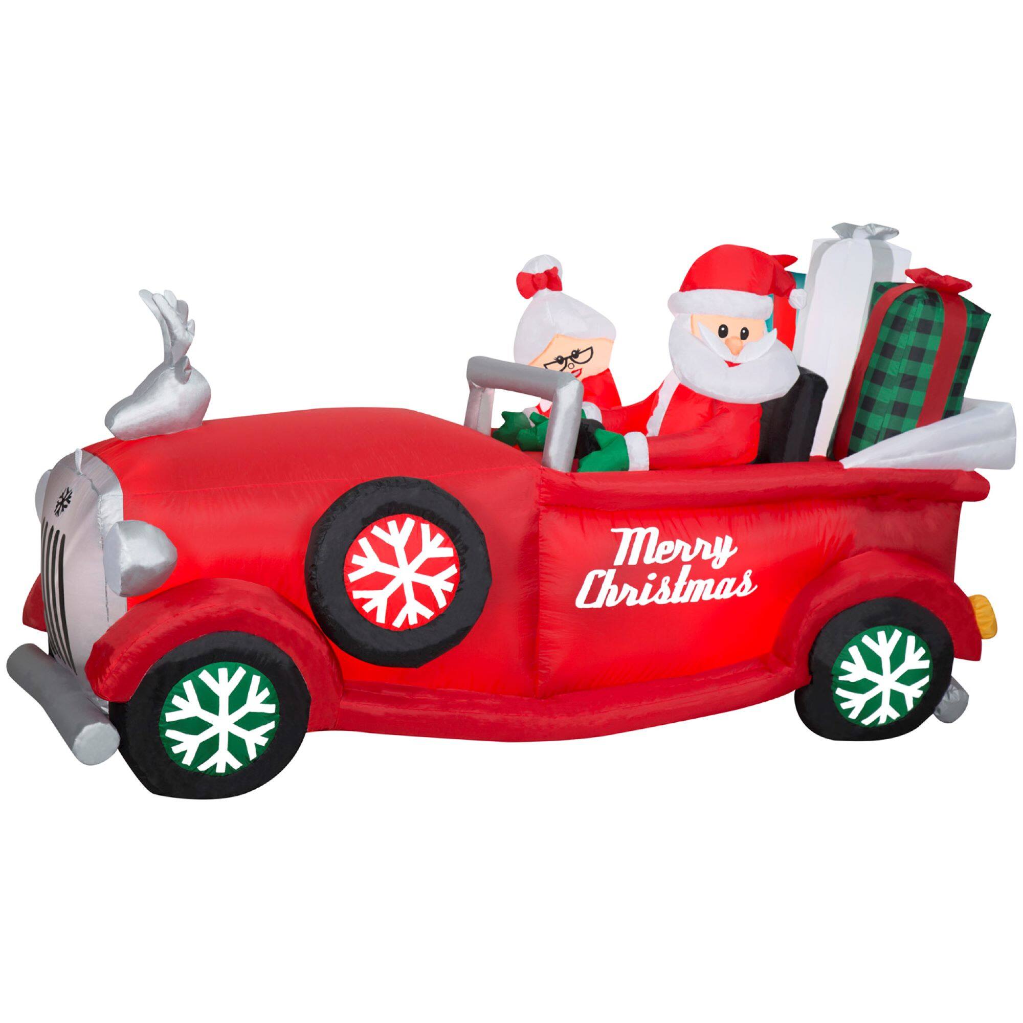 Airblown&#xAE; 7.5ft. Christmas Animated Inflatable Santa &#x26; Mrs. Claus in Red Car
