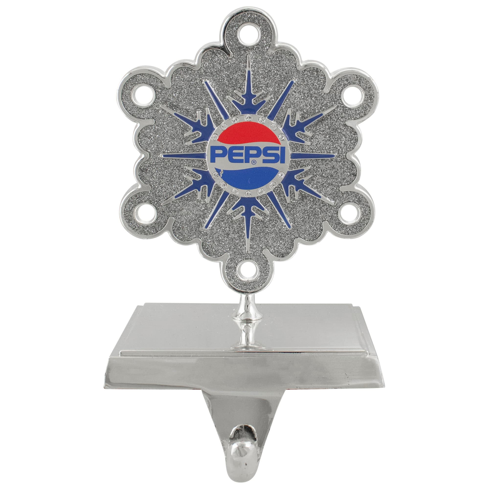 6.5" Silver & Blue Pepsi Snowflake Christmas Stocking Holder