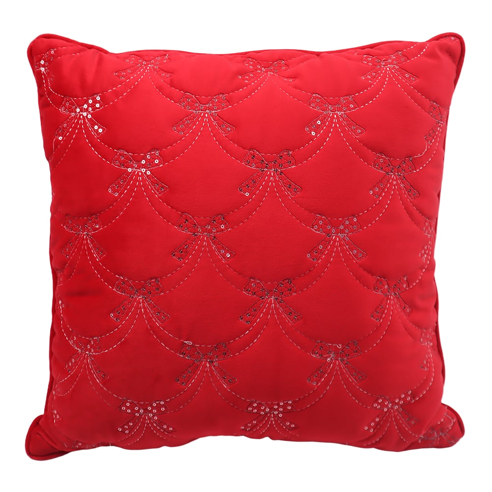 16&#x22; x 16&#x22; Red Velvet Bow Throw Pillow by Ashland&#xAE;