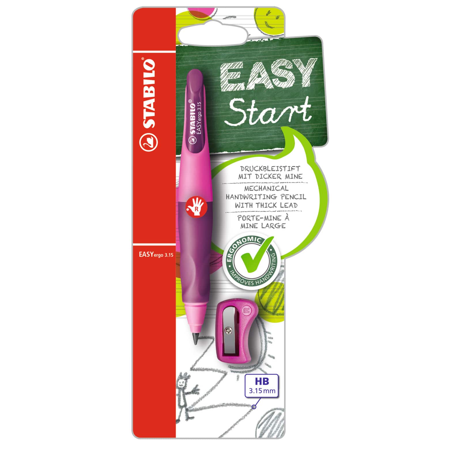Stabilo&#xAE; EASYergo Pink &#x26; Lilac Right-Handed Mechanical Pencil