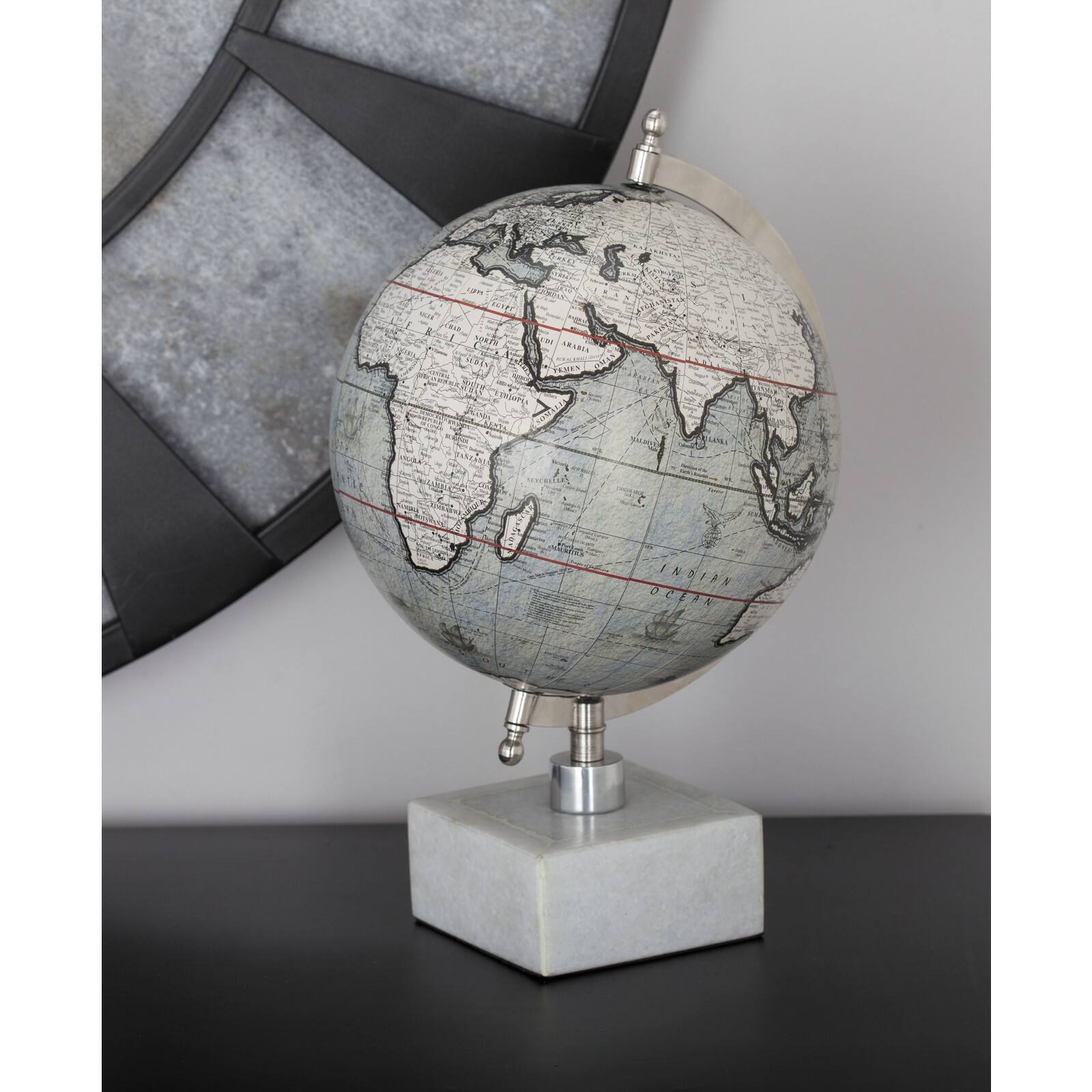 13&#x22; White Ceramic &#x26; Metal Contemporary Globe