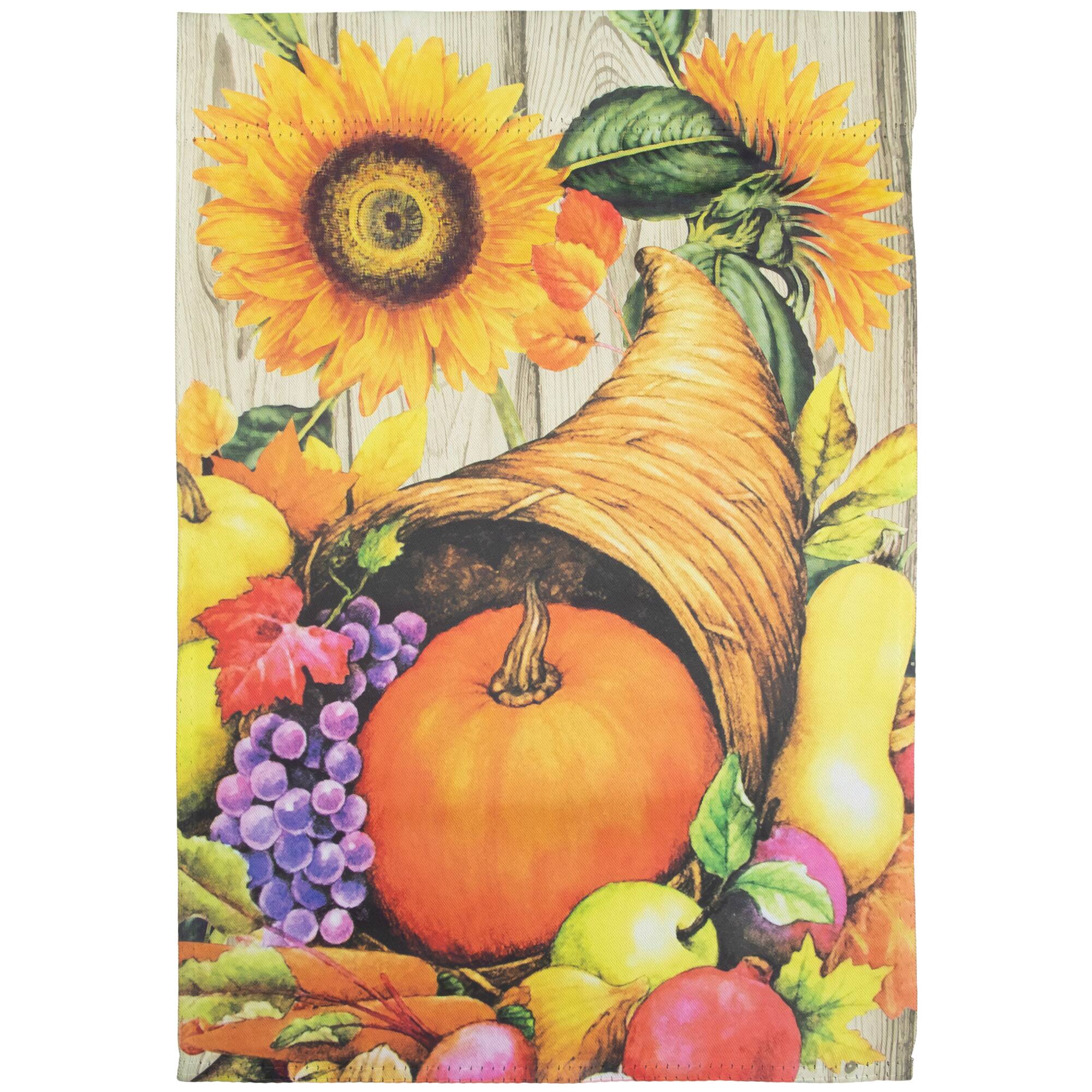 Small Cornucopia & Flowers Autumn Harvest Garden Flag
