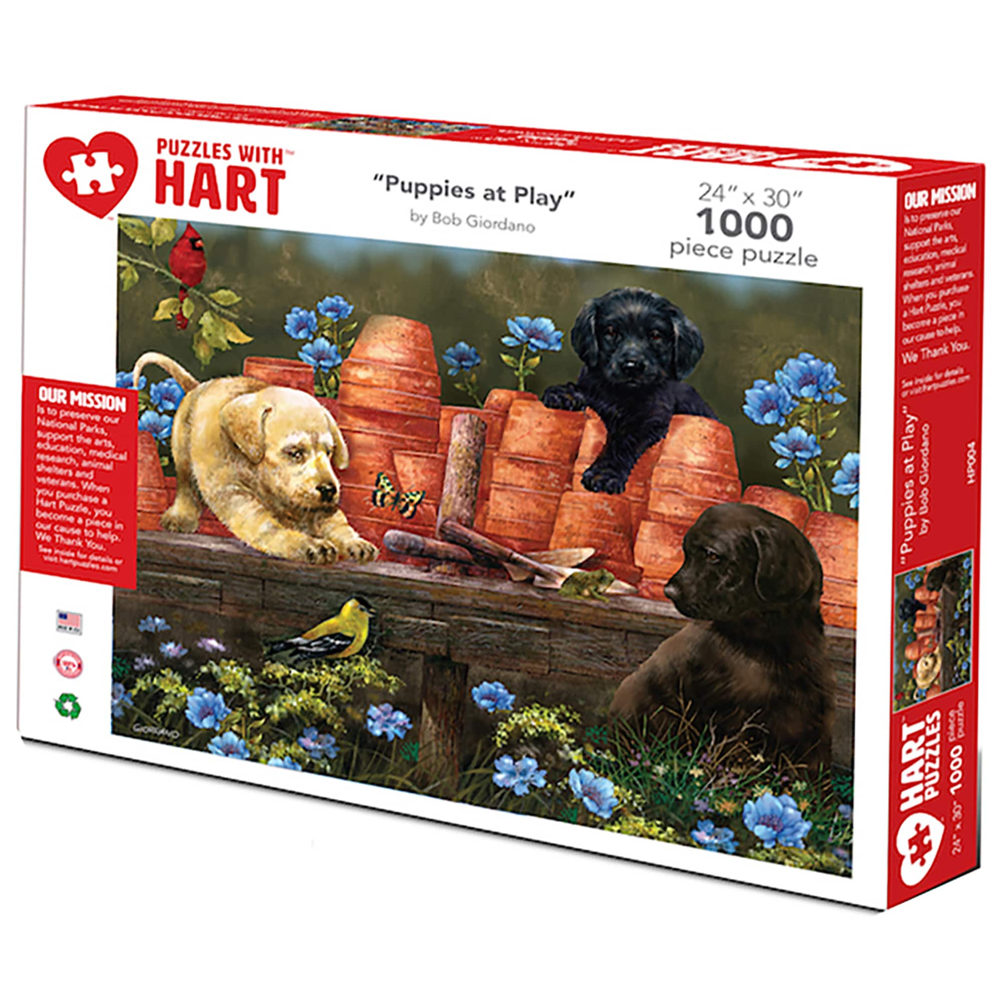 Hart Puzzles Puppies at Play by Bob Giordano 1,000 Piece Jigsaw Puzzle