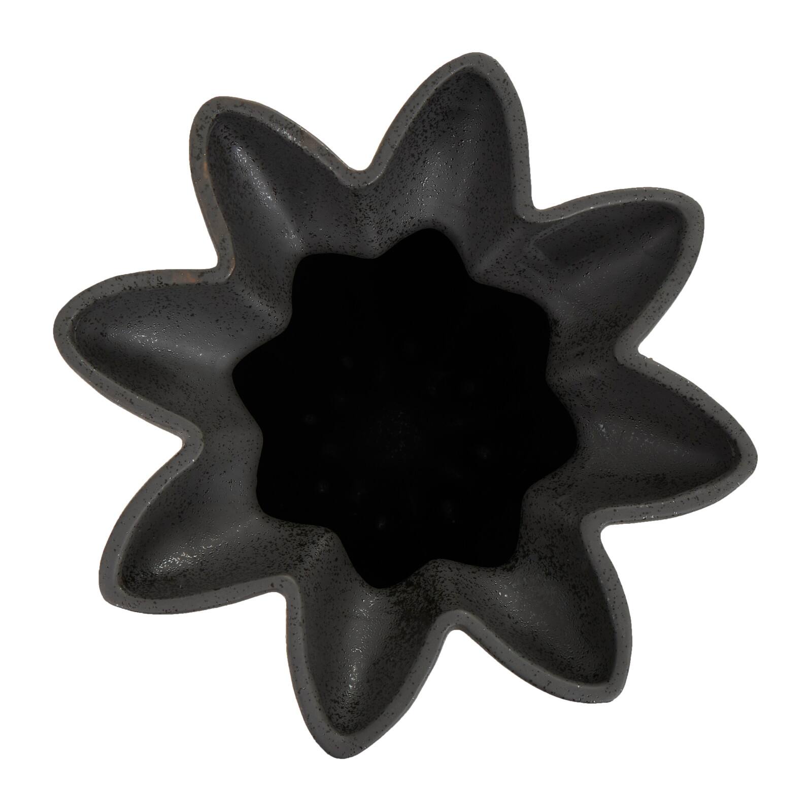 15" Black Ceramic Speckle Textured Tulip Shape Vase