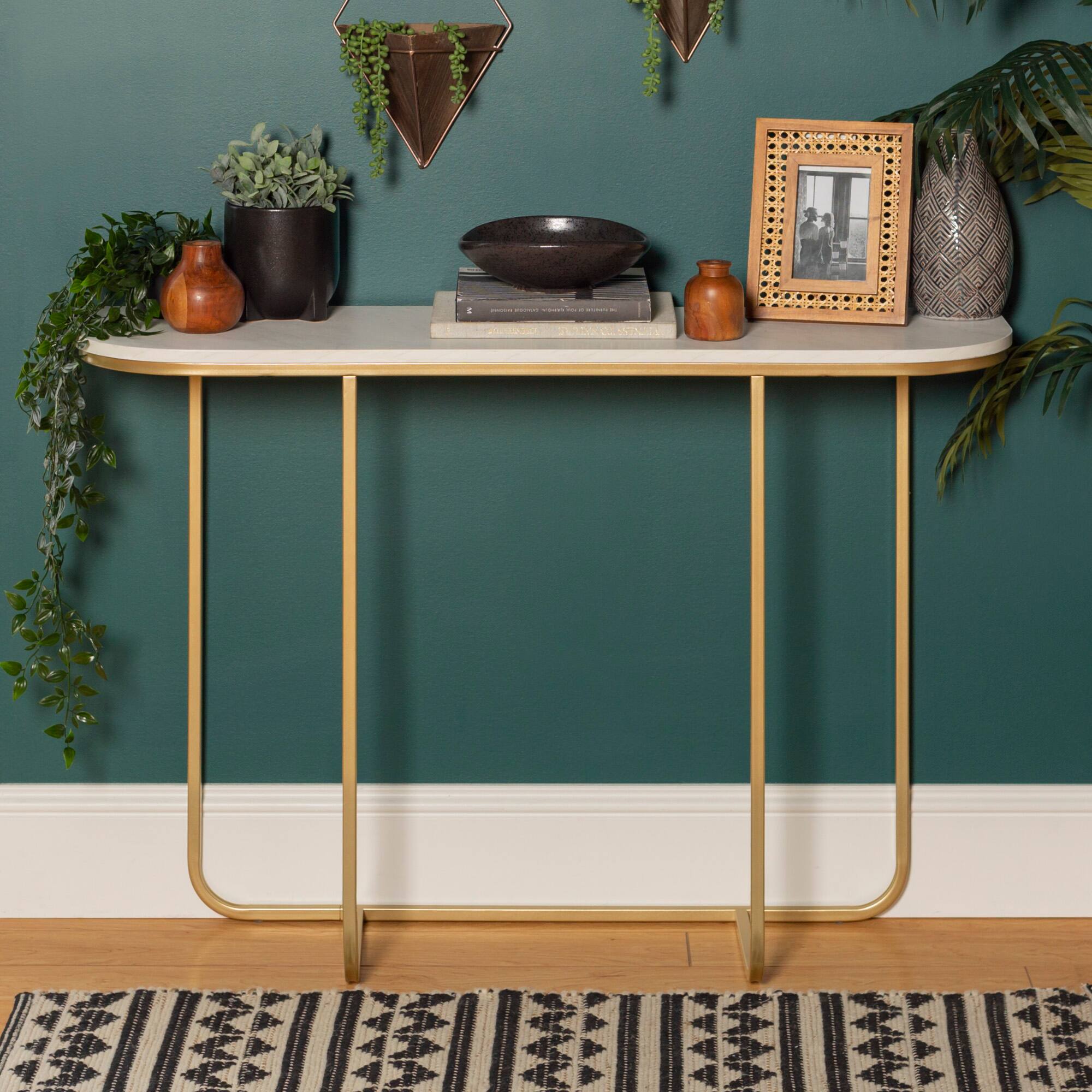 Walker Edison Faux White Marble/Gold Modern Curved Entry Table Michaels