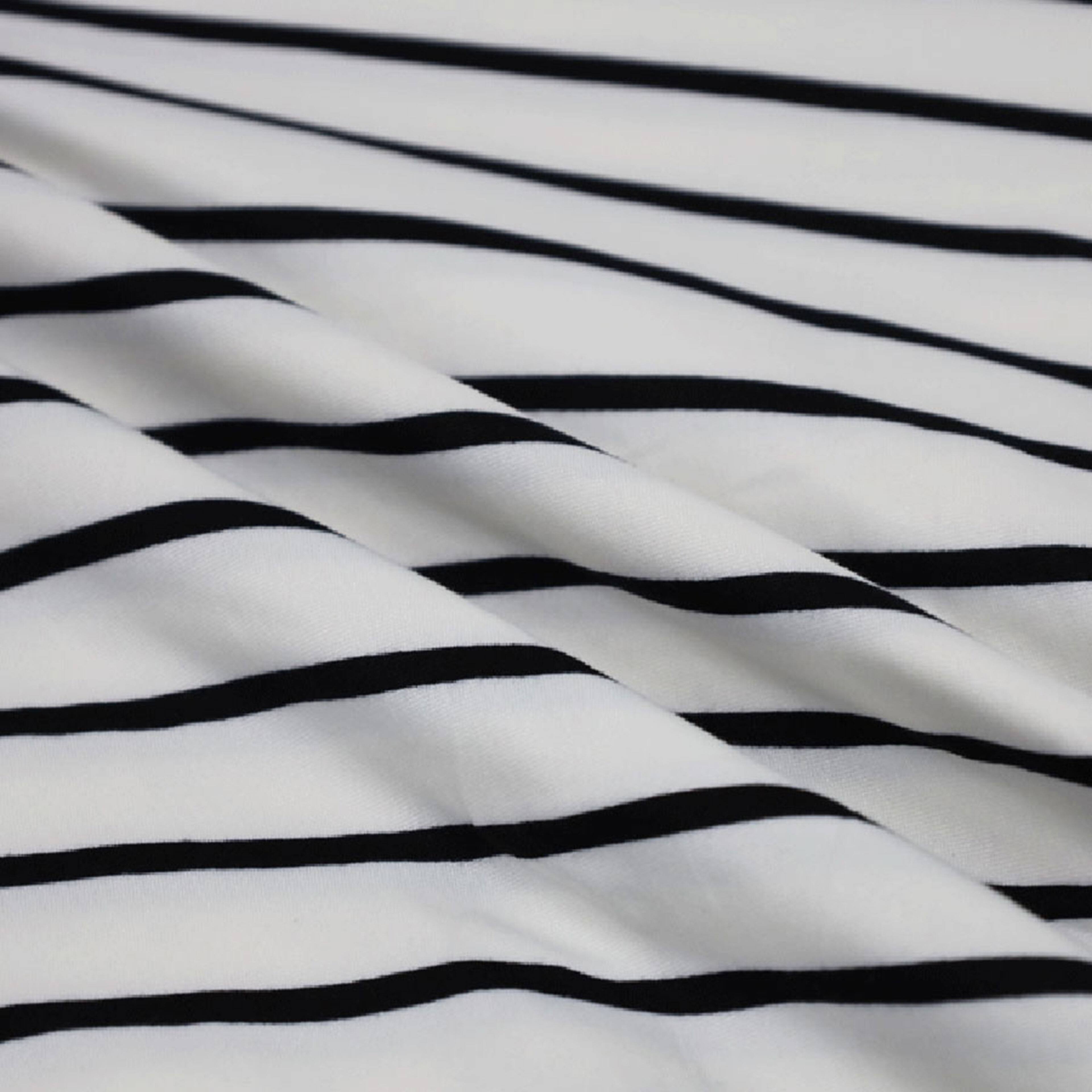 Fabric Merchants Black &#x26; White Stripes Double Brushed 4-Way Stretch Fabric