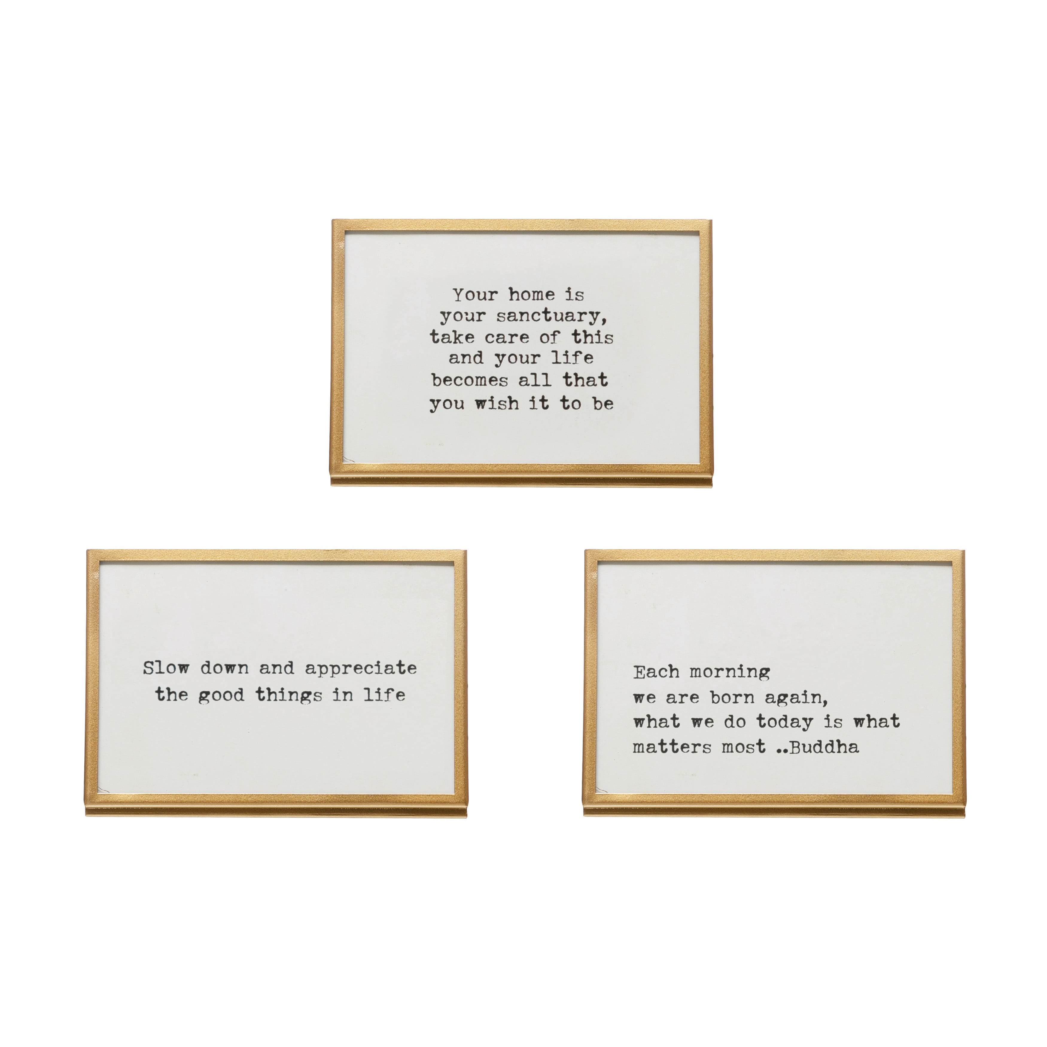 Hello Honey® 6" Metal & Glass Life Quotes Framed Tabletop Décor Set