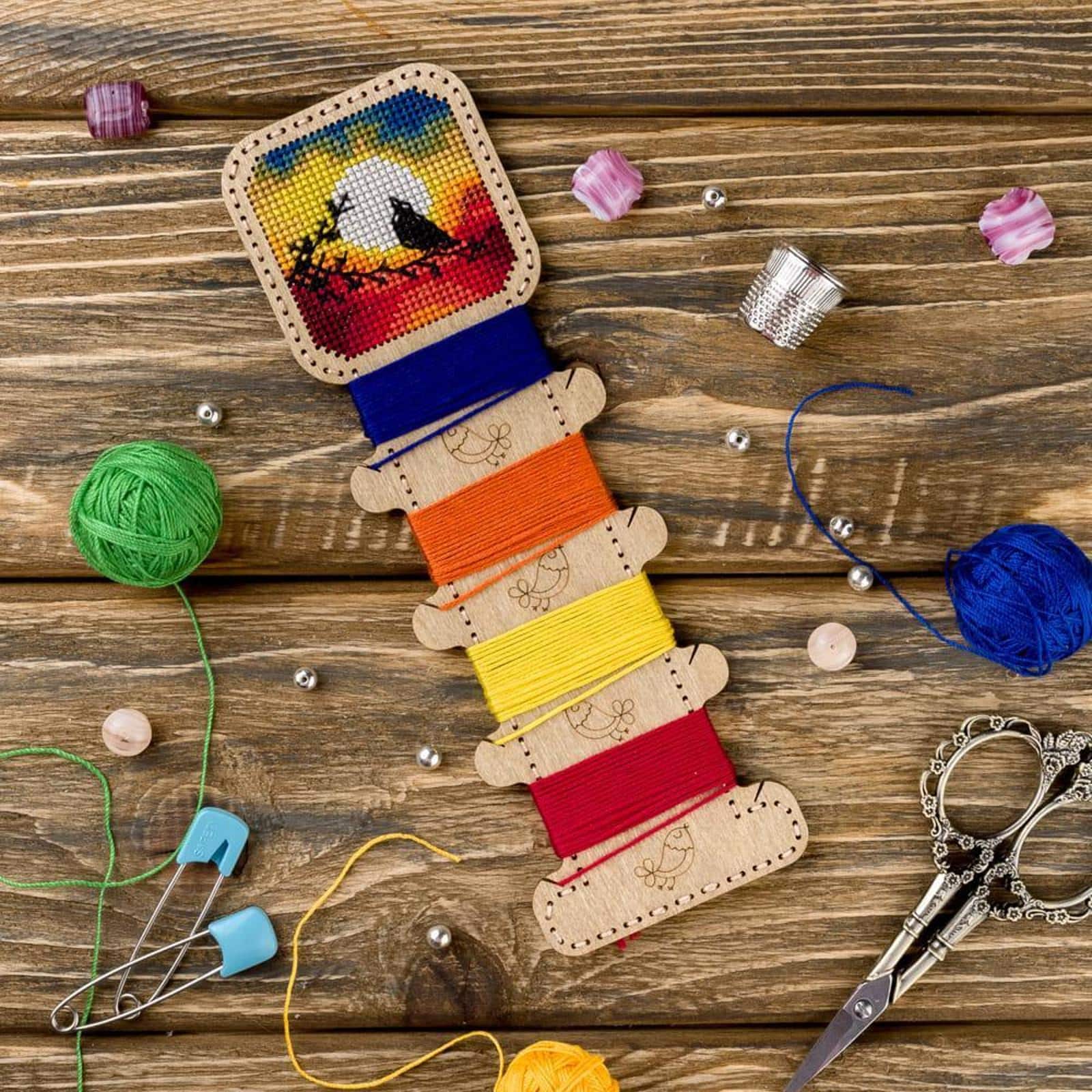 Wonderland Crafts Bird Embroidery Blank Wood Organizer