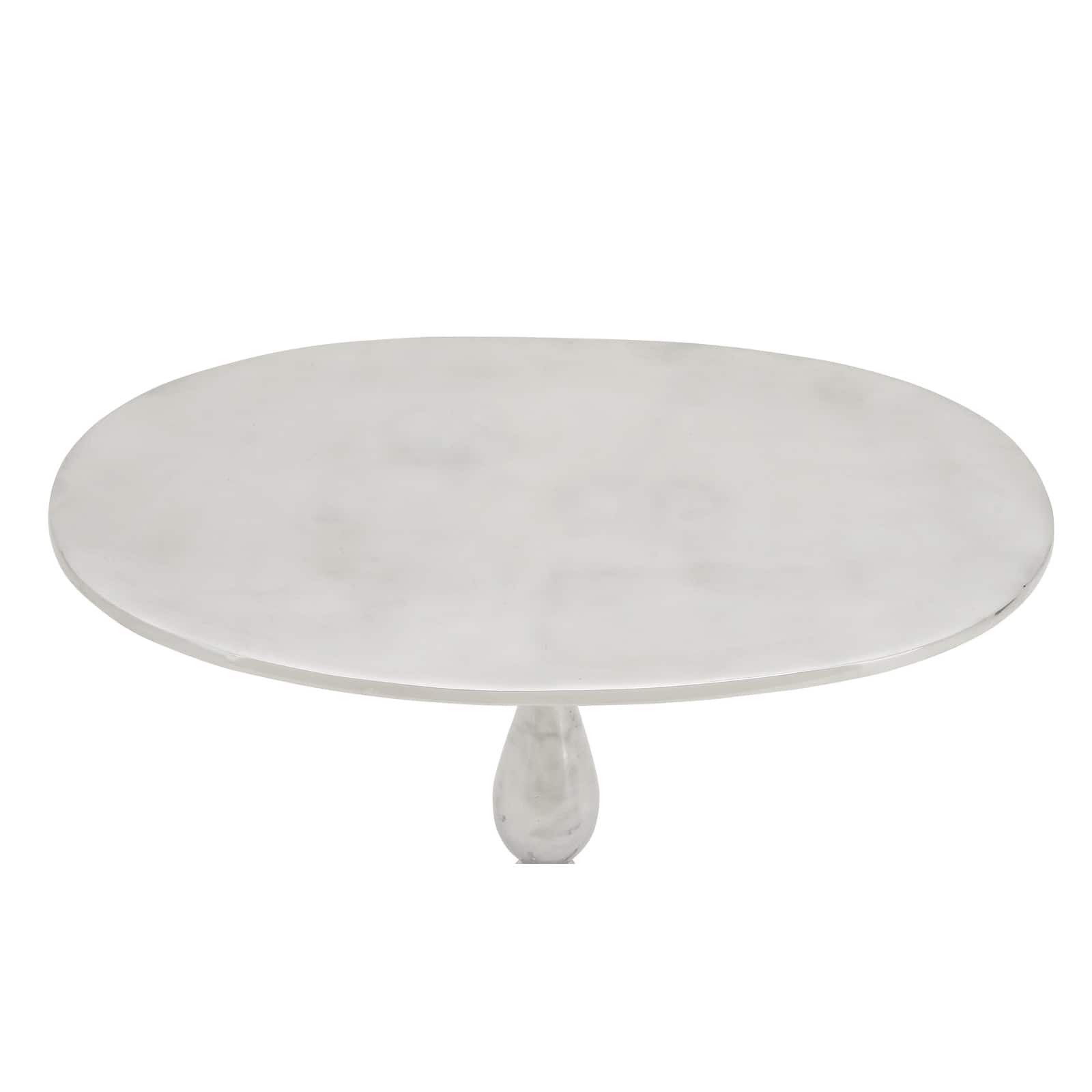 22&#x22; Silver Aluminum Traditional Accent Table