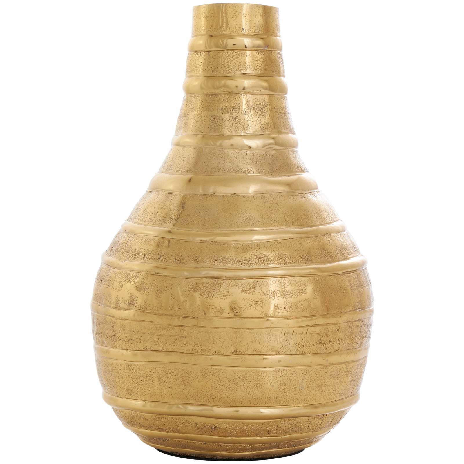 11&#x22; Gold Metal Snakeskin Inspired Vase with Dimensional Linear Accents