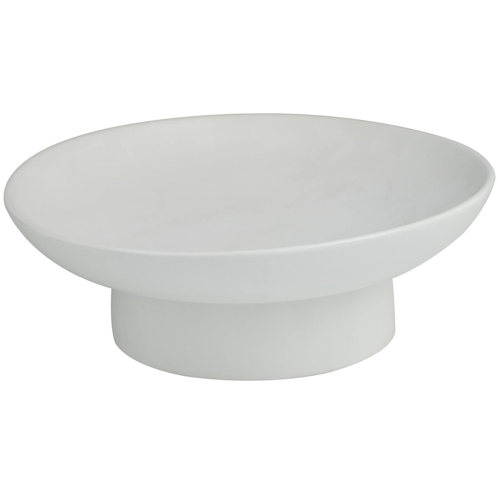 16" White Ceramic Decorative Bowl with Elevated Base