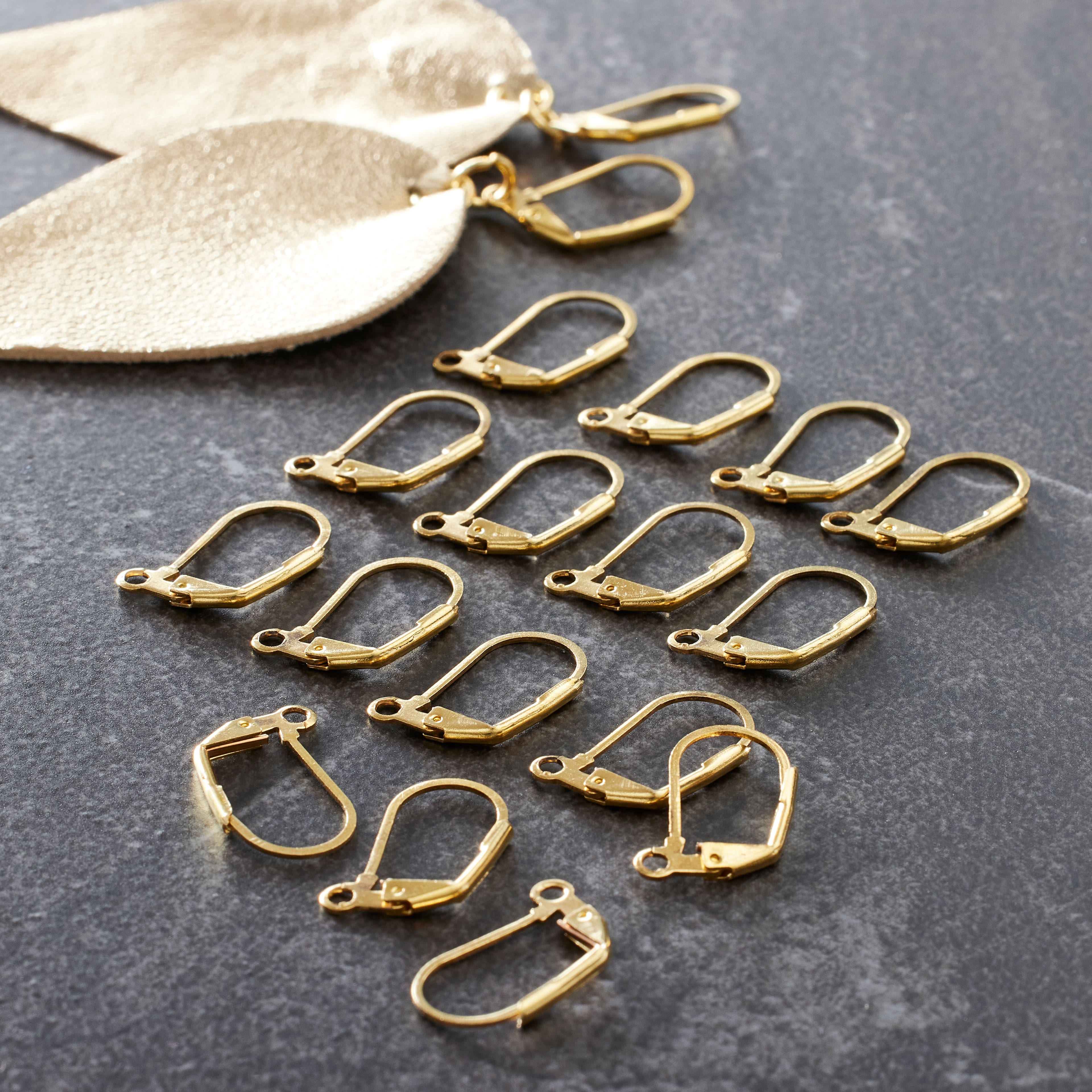 12 Packs: 18 ct. (216 total) Gold Lever Back Earrings with Drops by Bead Landing&#x2122;